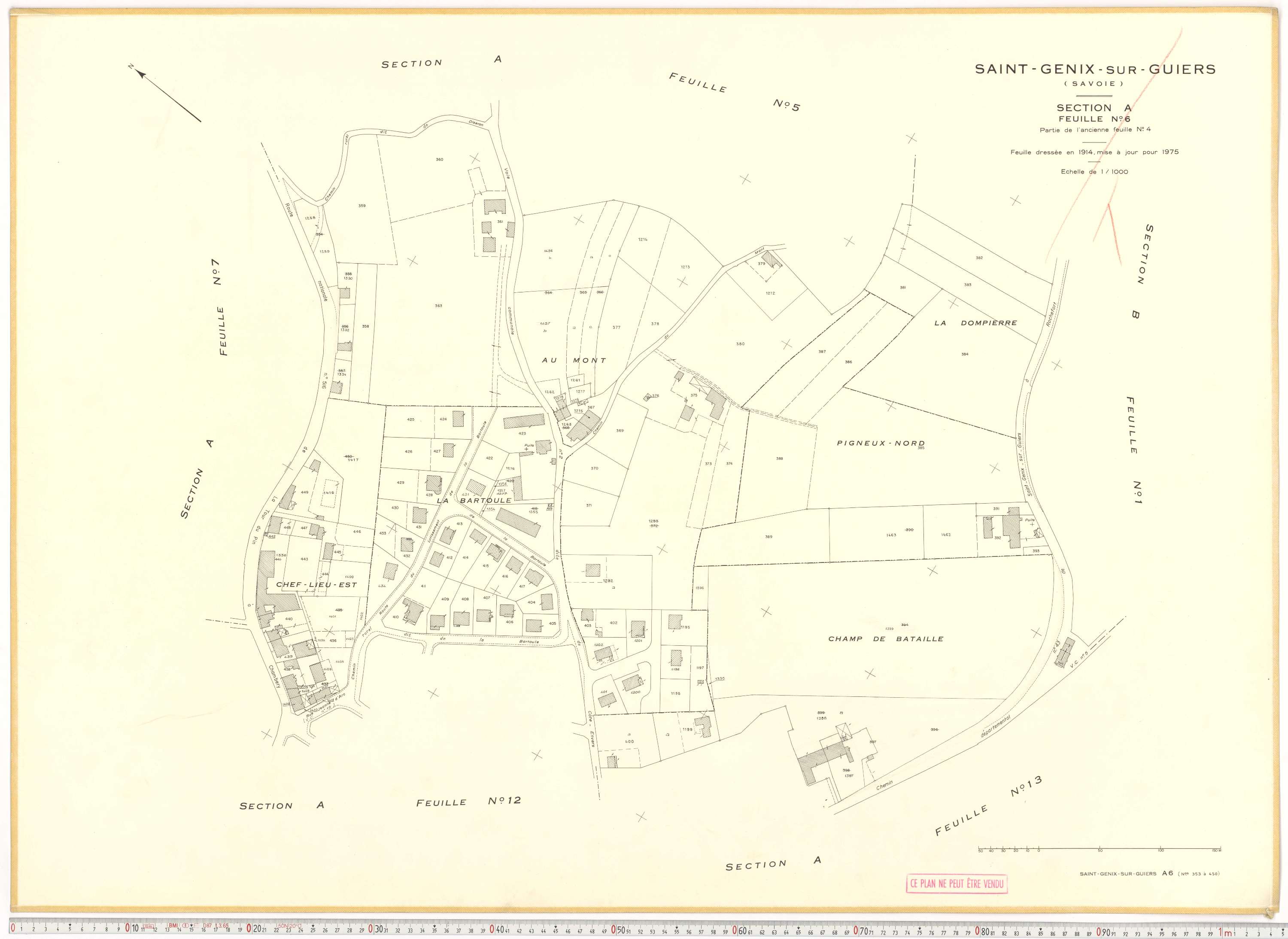 Saint-Genix-sur-Guiers - Plans cadastraux du cadastre rénové en 1975 et mis à jour en 1988.