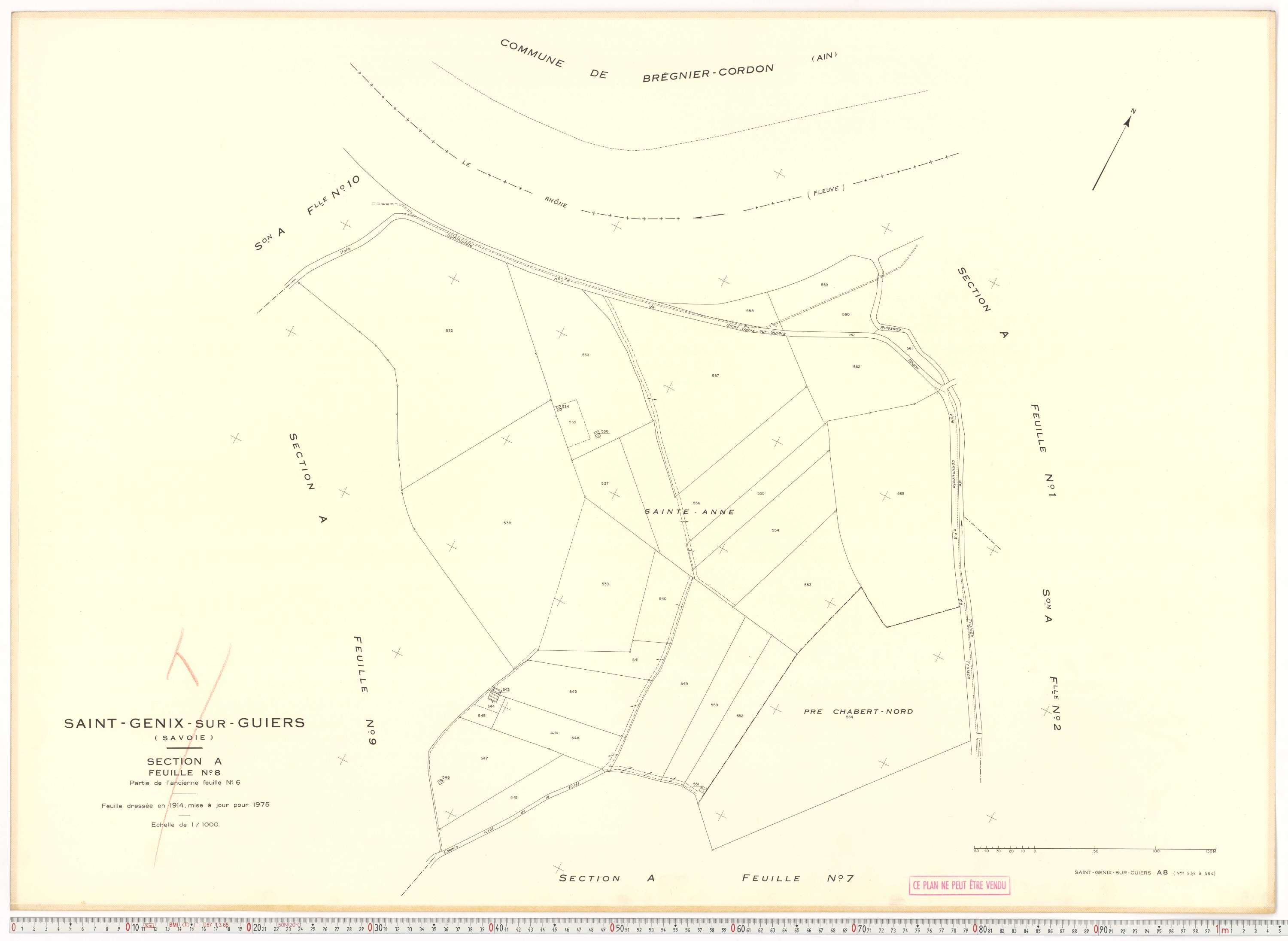 Saint-Genix-sur-Guiers - Plans cadastraux du cadastre rénové en 1975 et mis à jour en 1988.