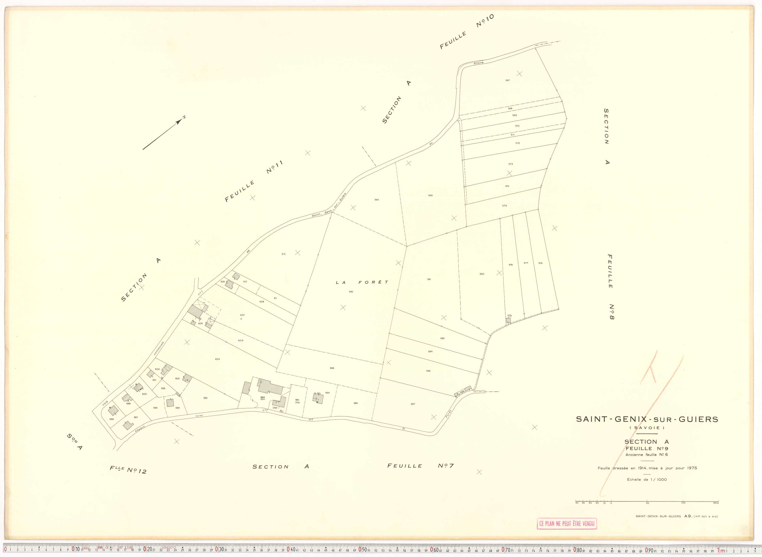 Saint-Genix-sur-Guiers - Plans cadastraux du cadastre rénové en 1975 et mis à jour en 1988.