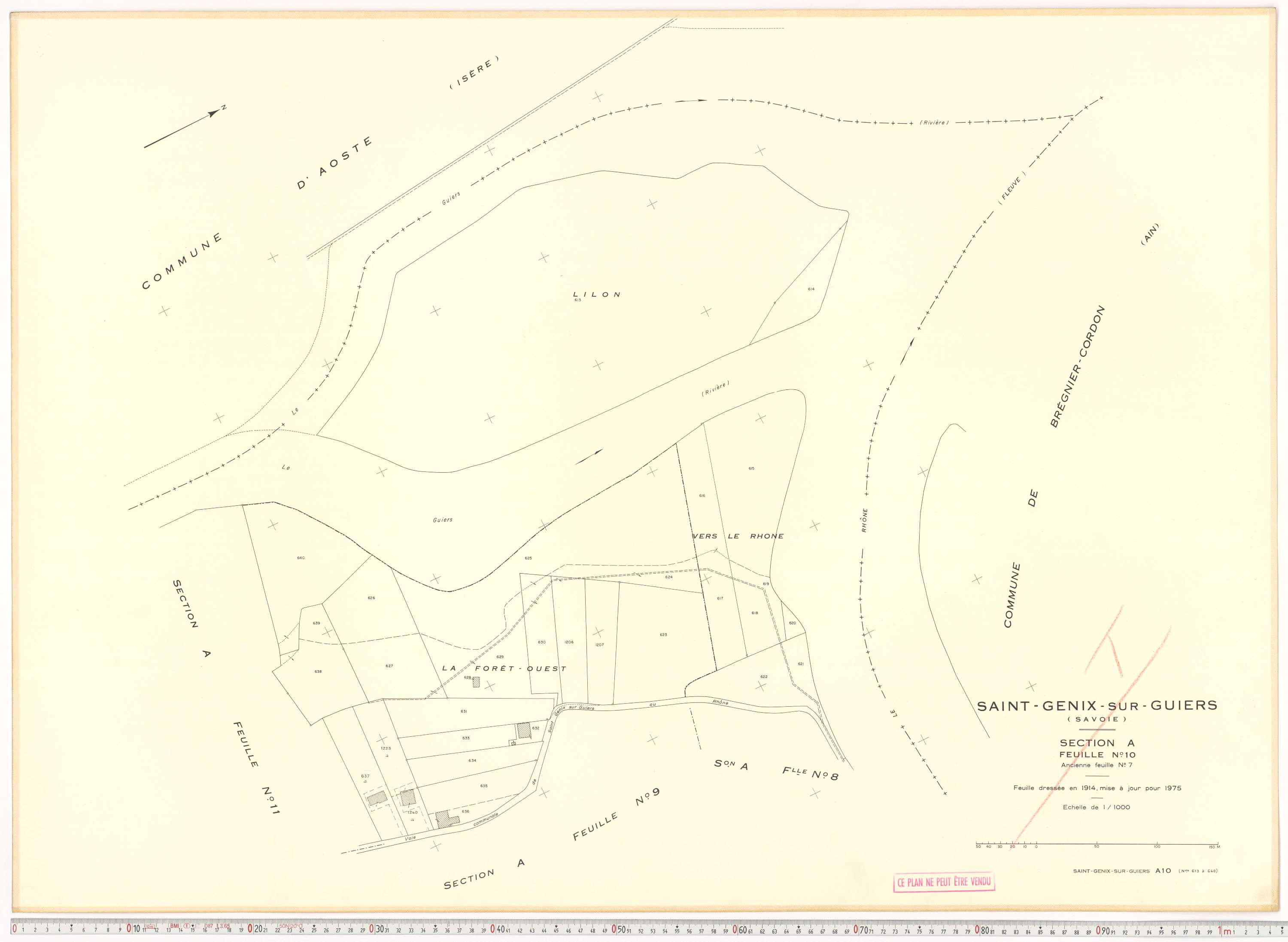 Saint-Genix-sur-Guiers - Plans cadastraux du cadastre rénové en 1975 et mis à jour en 1988.