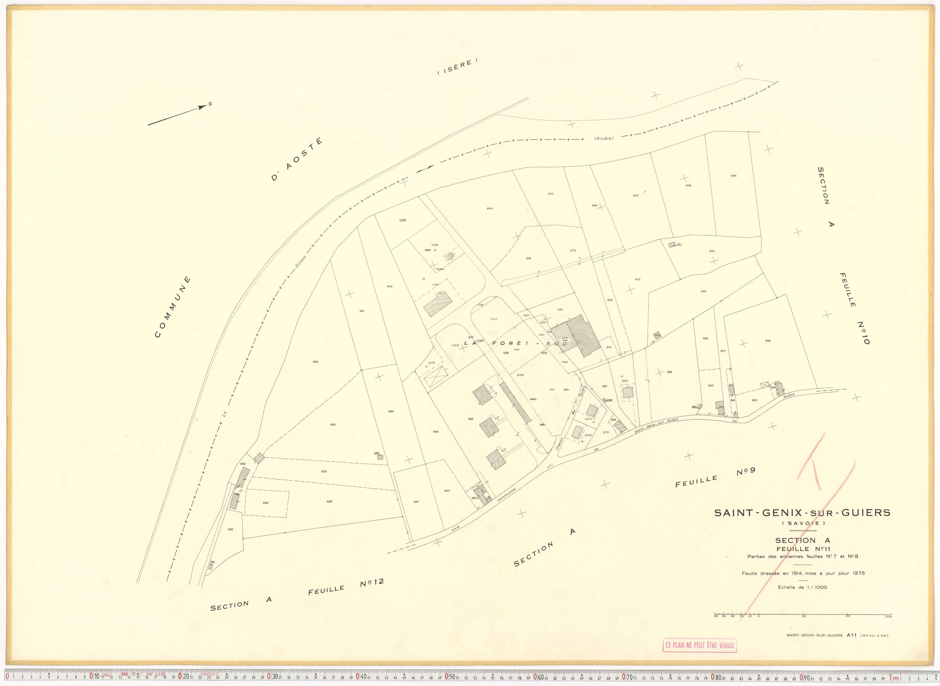 Saint-Genix-sur-Guiers - Plans cadastraux du cadastre rénové en 1975 et mis à jour en 1988.