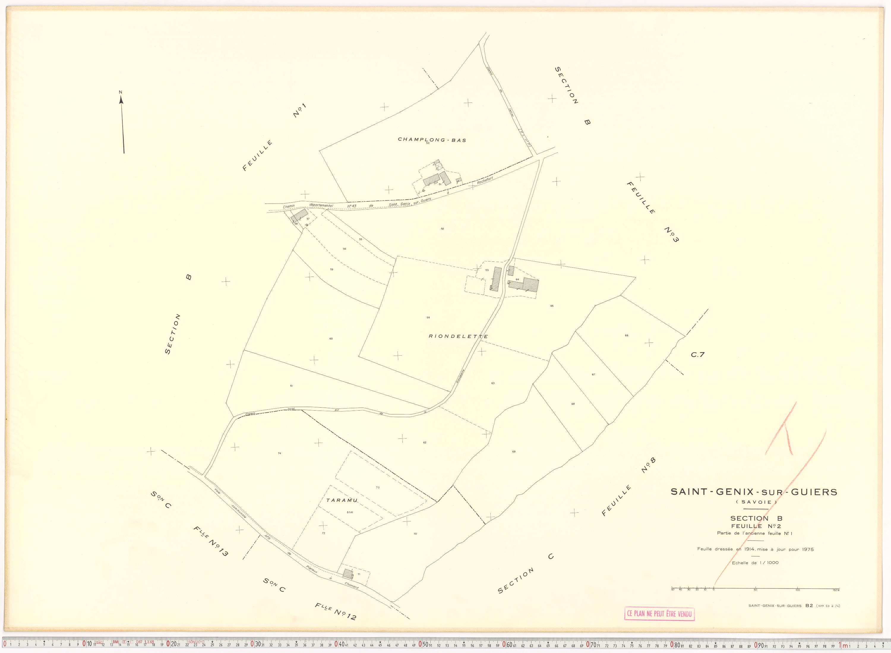 Saint-Genix-sur-Guiers - Plans cadastraux du cadastre rénové en 1975 et mis à jour en 1988.