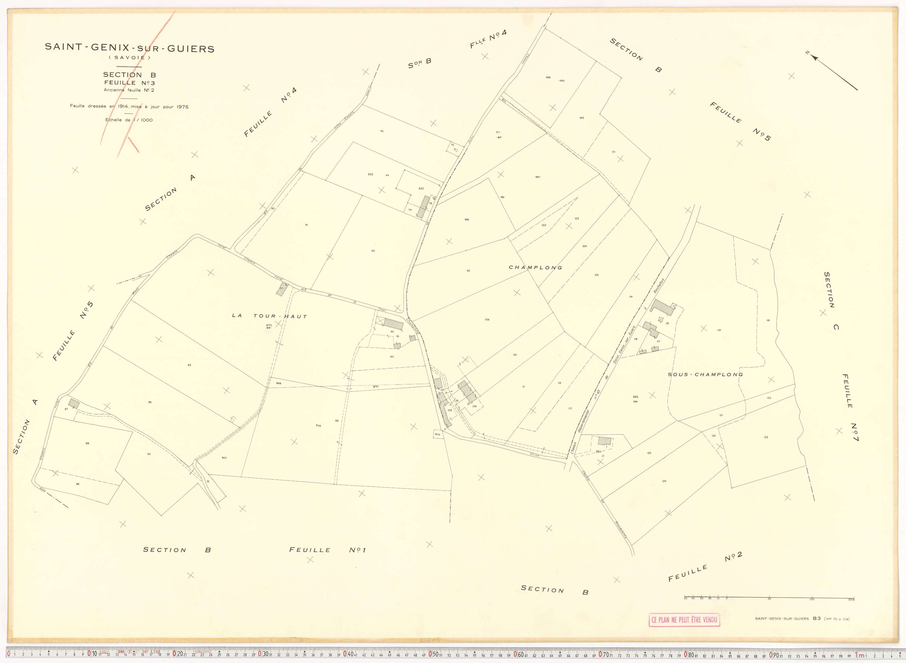 Saint-Genix-sur-Guiers - Plans cadastraux du cadastre rénové en 1975 et mis à jour en 1988.