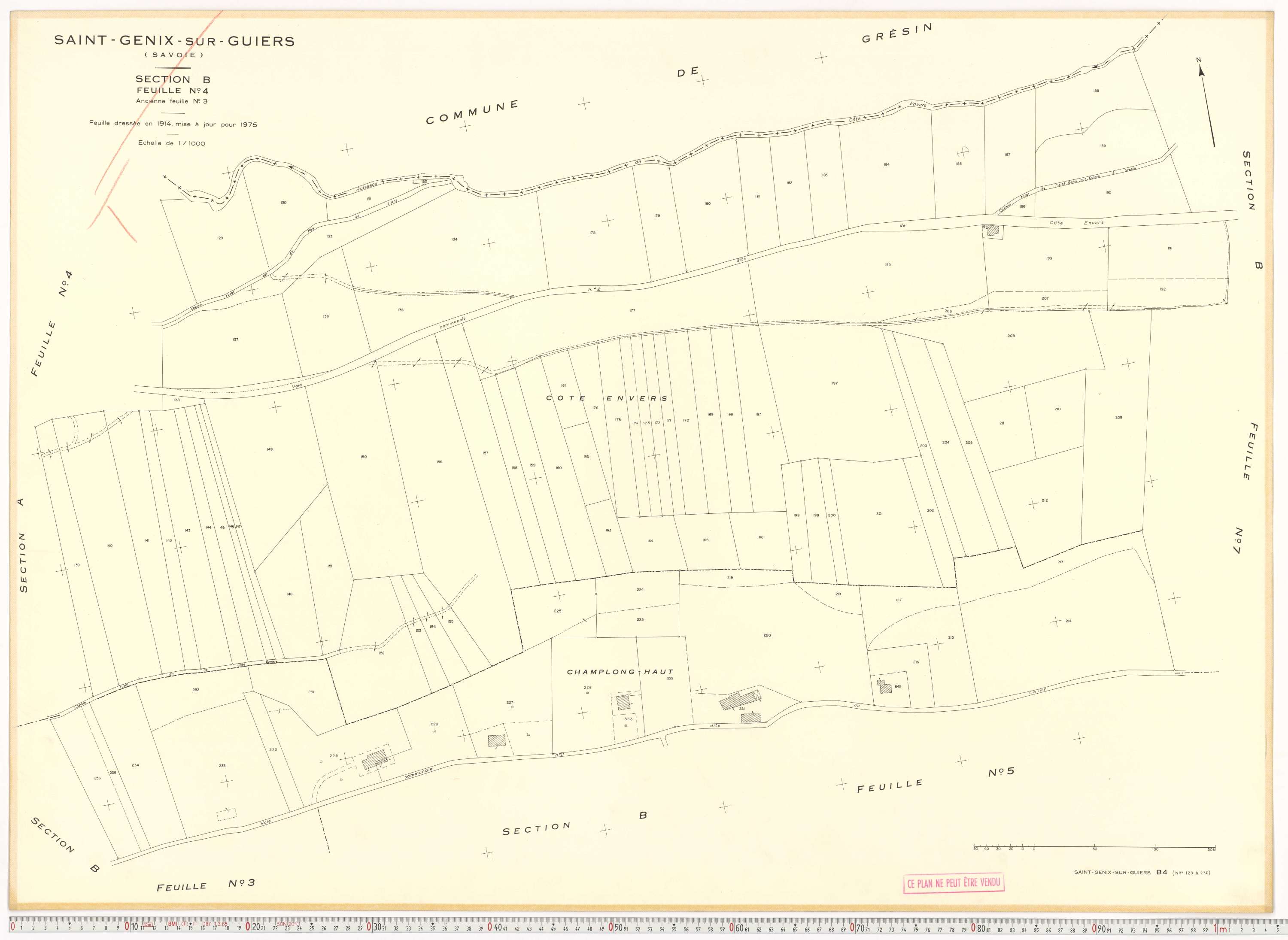Saint-Genix-sur-Guiers - Plans cadastraux du cadastre rénové en 1975 et mis à jour en 1988.