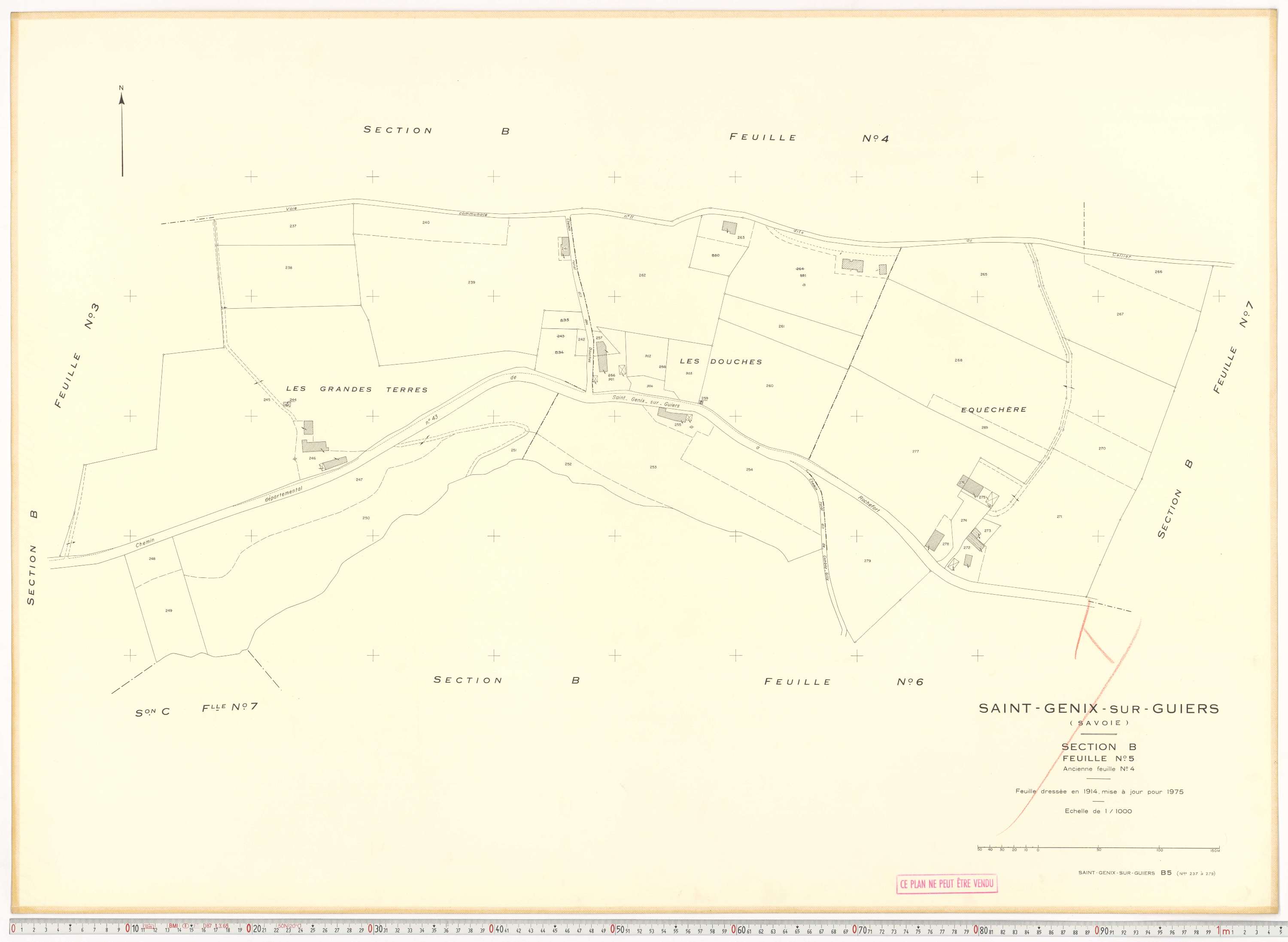 Saint-Genix-sur-Guiers - Plans cadastraux du cadastre rénové en 1975 et mis à jour en 1988.