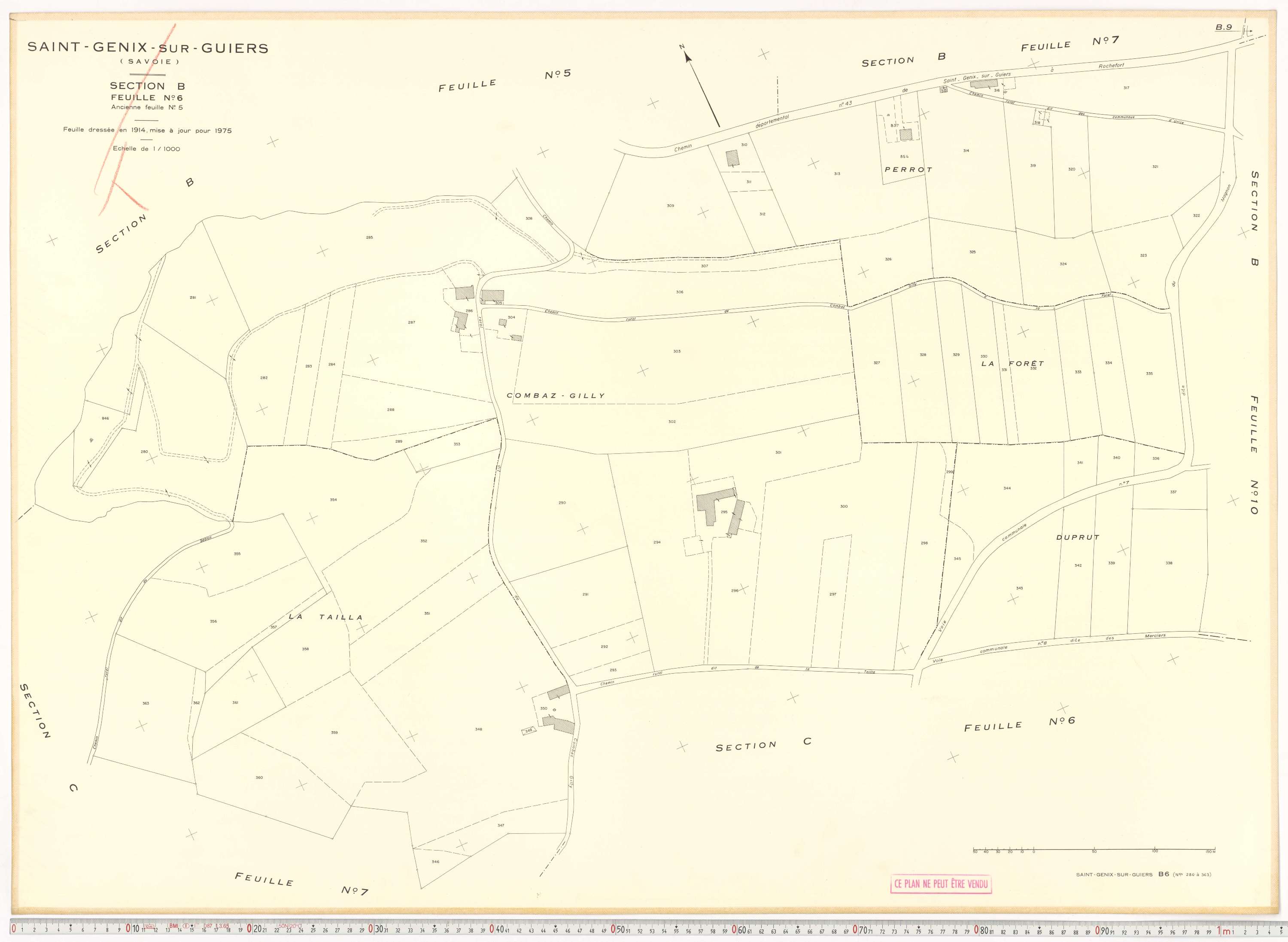 Saint-Genix-sur-Guiers - Plans cadastraux du cadastre rénové en 1975 et mis à jour en 1988.