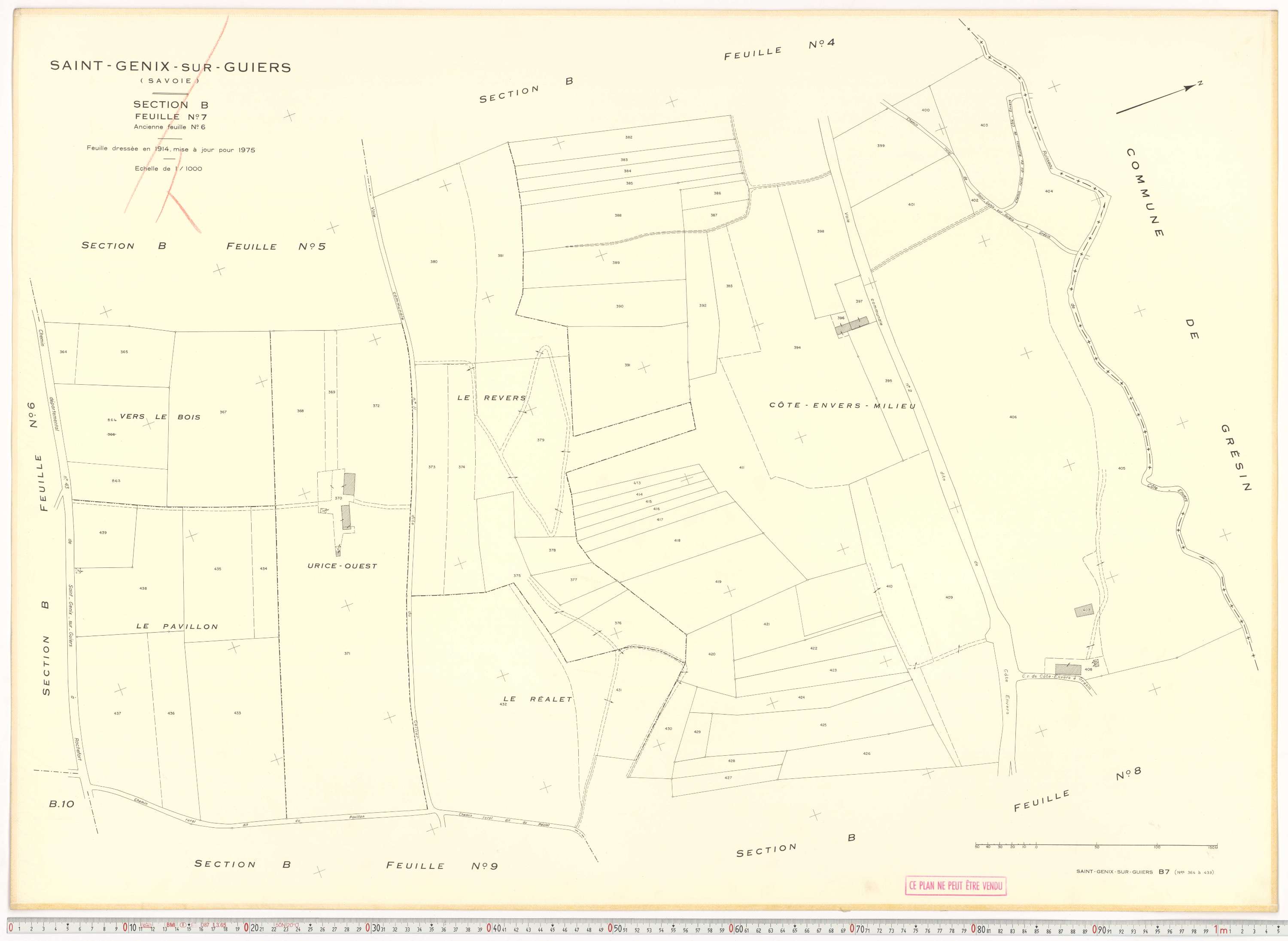 Saint-Genix-sur-Guiers - Plans cadastraux du cadastre rénové en 1975 et mis à jour en 1988.