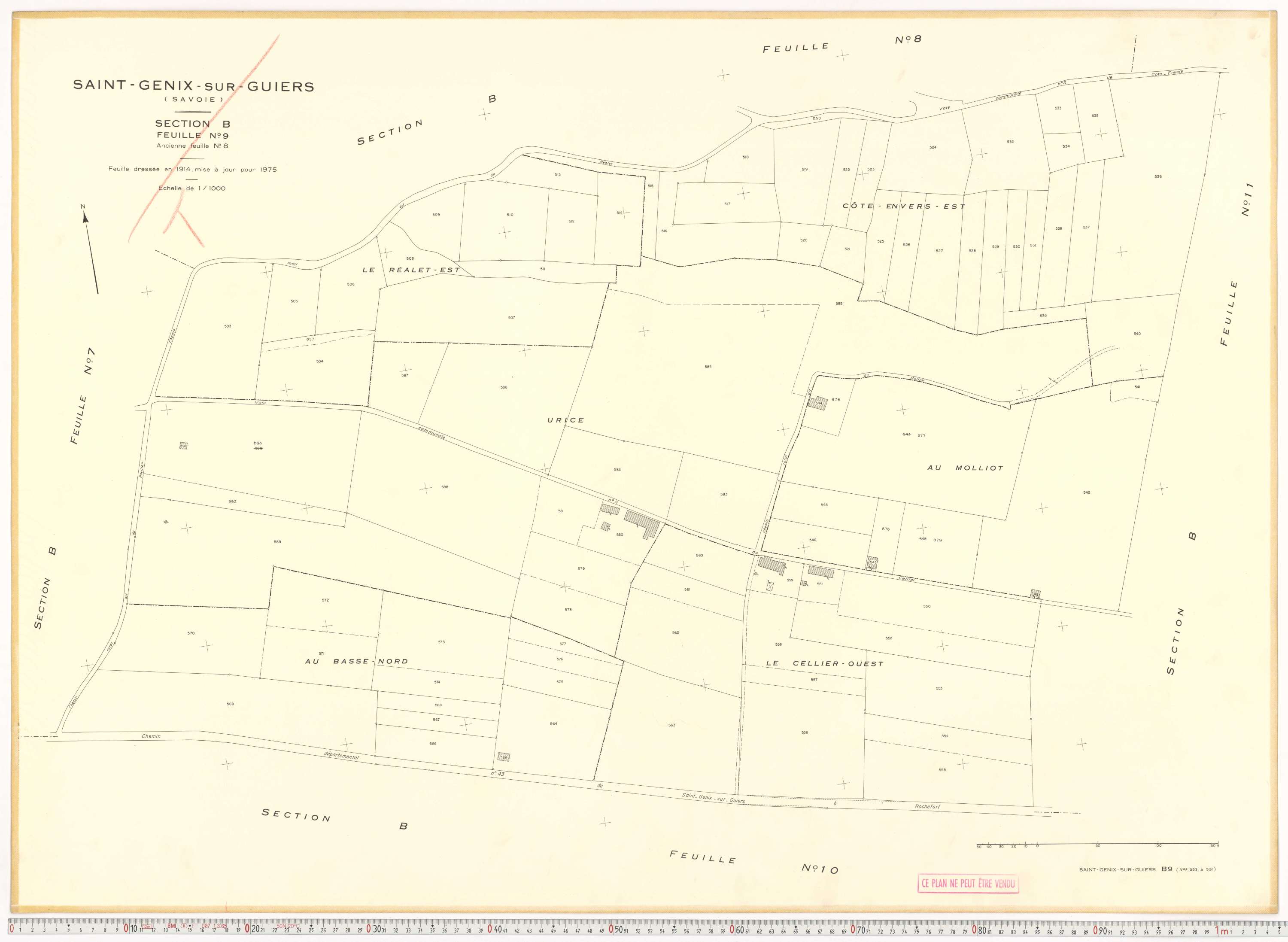 Saint-Genix-sur-Guiers - Plans cadastraux du cadastre rénové en 1975 et mis à jour en 1988.