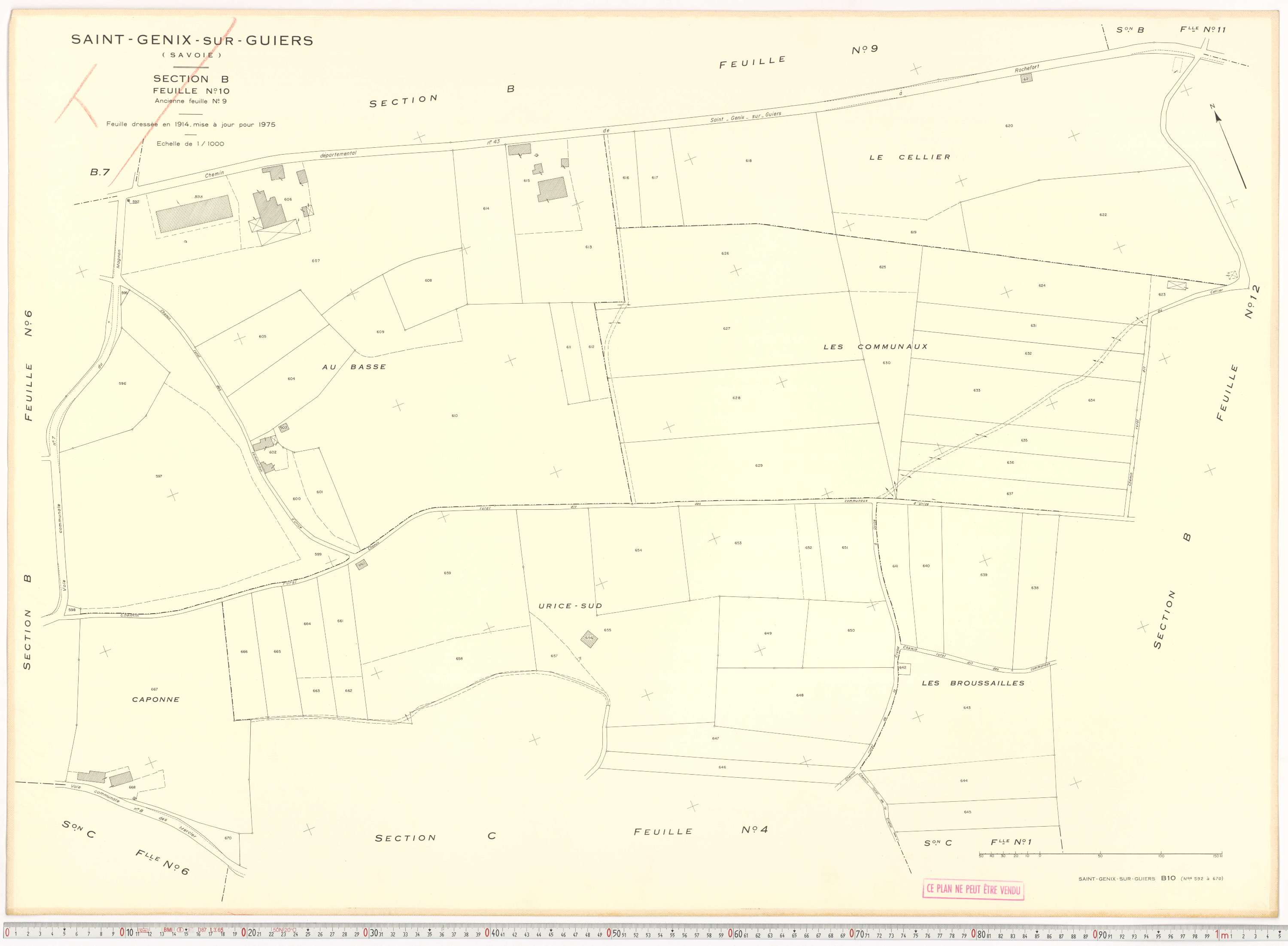 Saint-Genix-sur-Guiers - Plans cadastraux du cadastre rénové en 1975 et mis à jour en 1988.