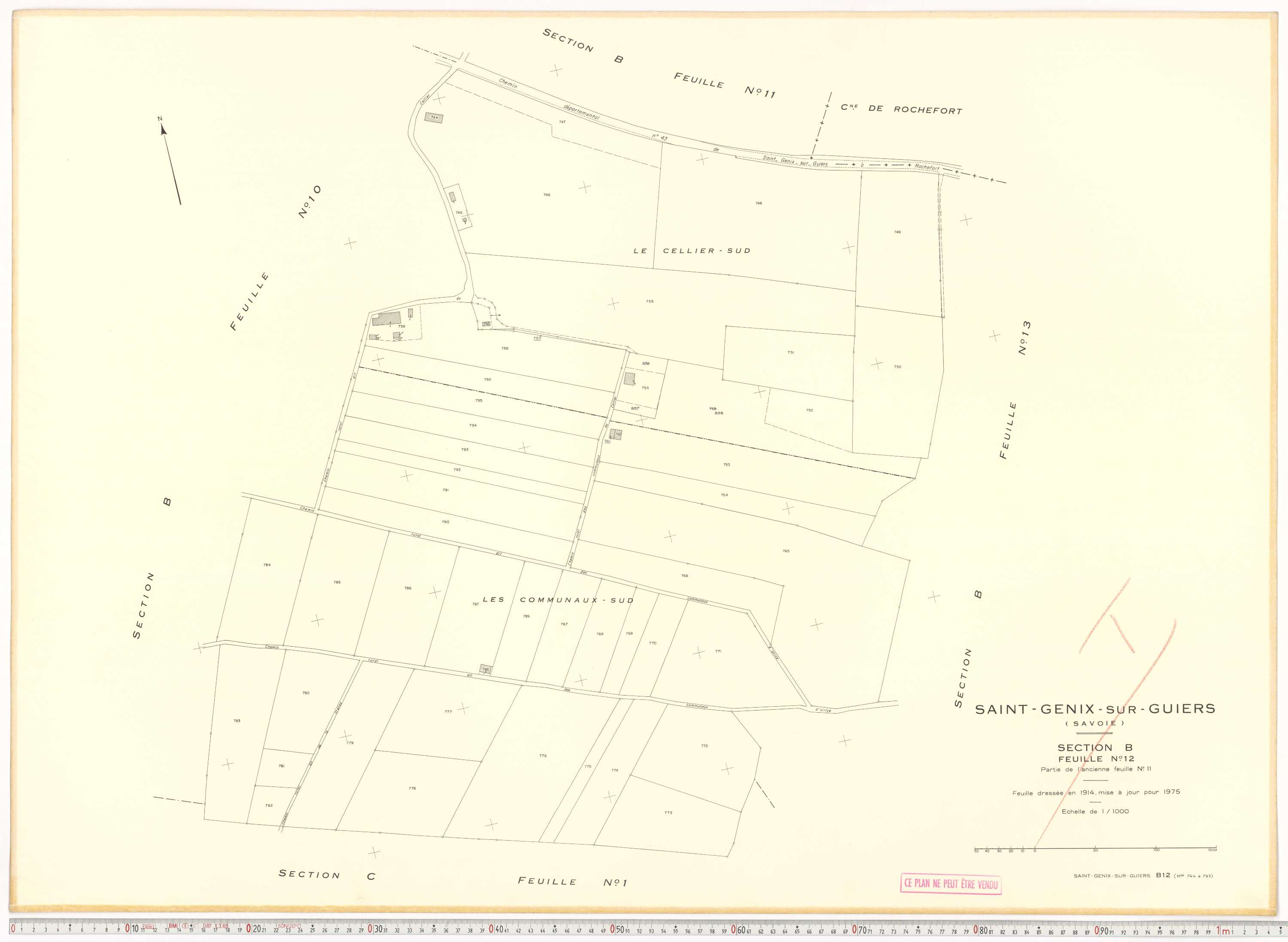 Saint-Genix-sur-Guiers - Plans cadastraux du cadastre rénové en 1975 et mis à jour en 1988.