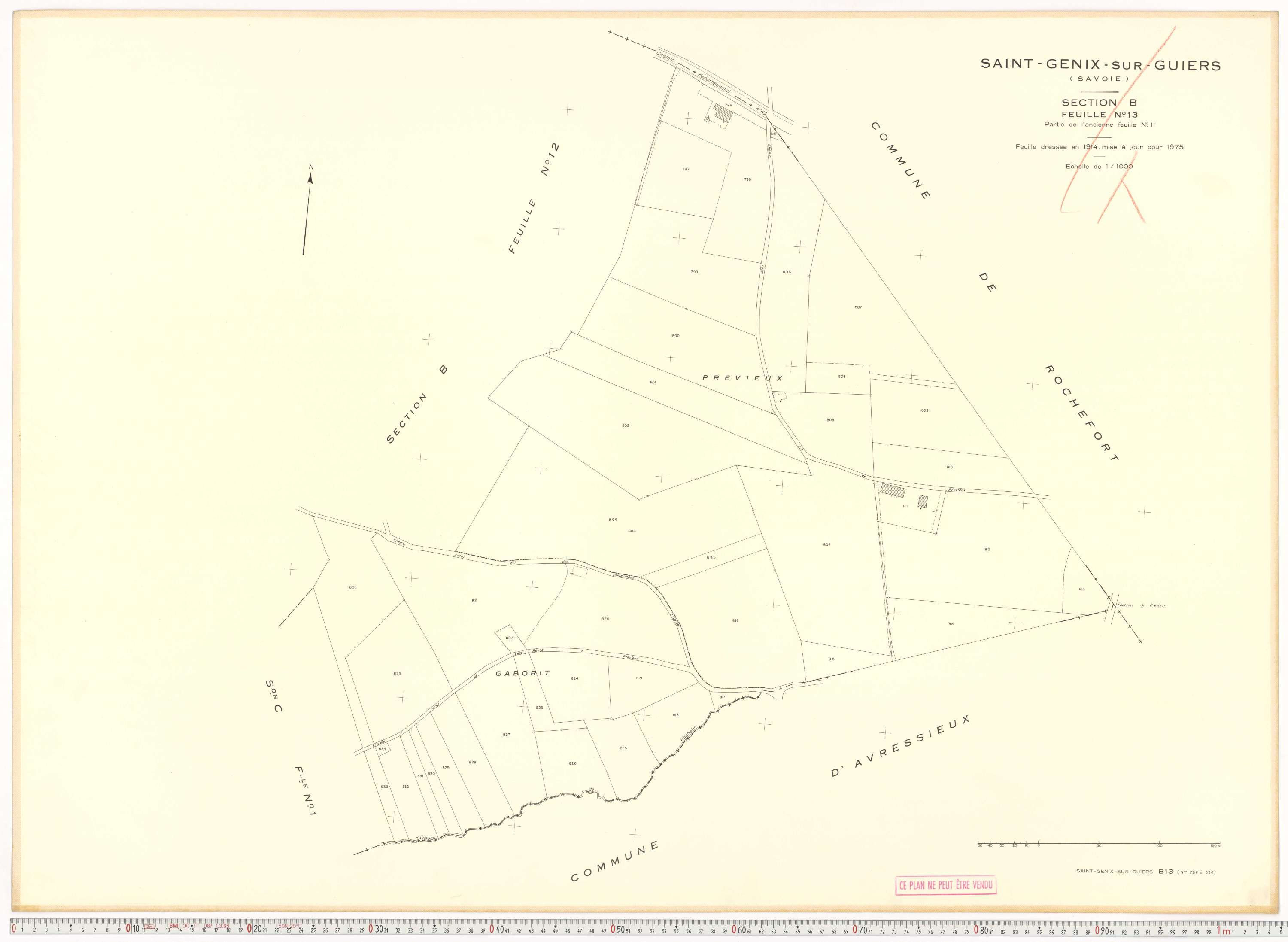 Saint-Genix-sur-Guiers - Plans cadastraux du cadastre rénové en 1975 et mis à jour en 1988.
