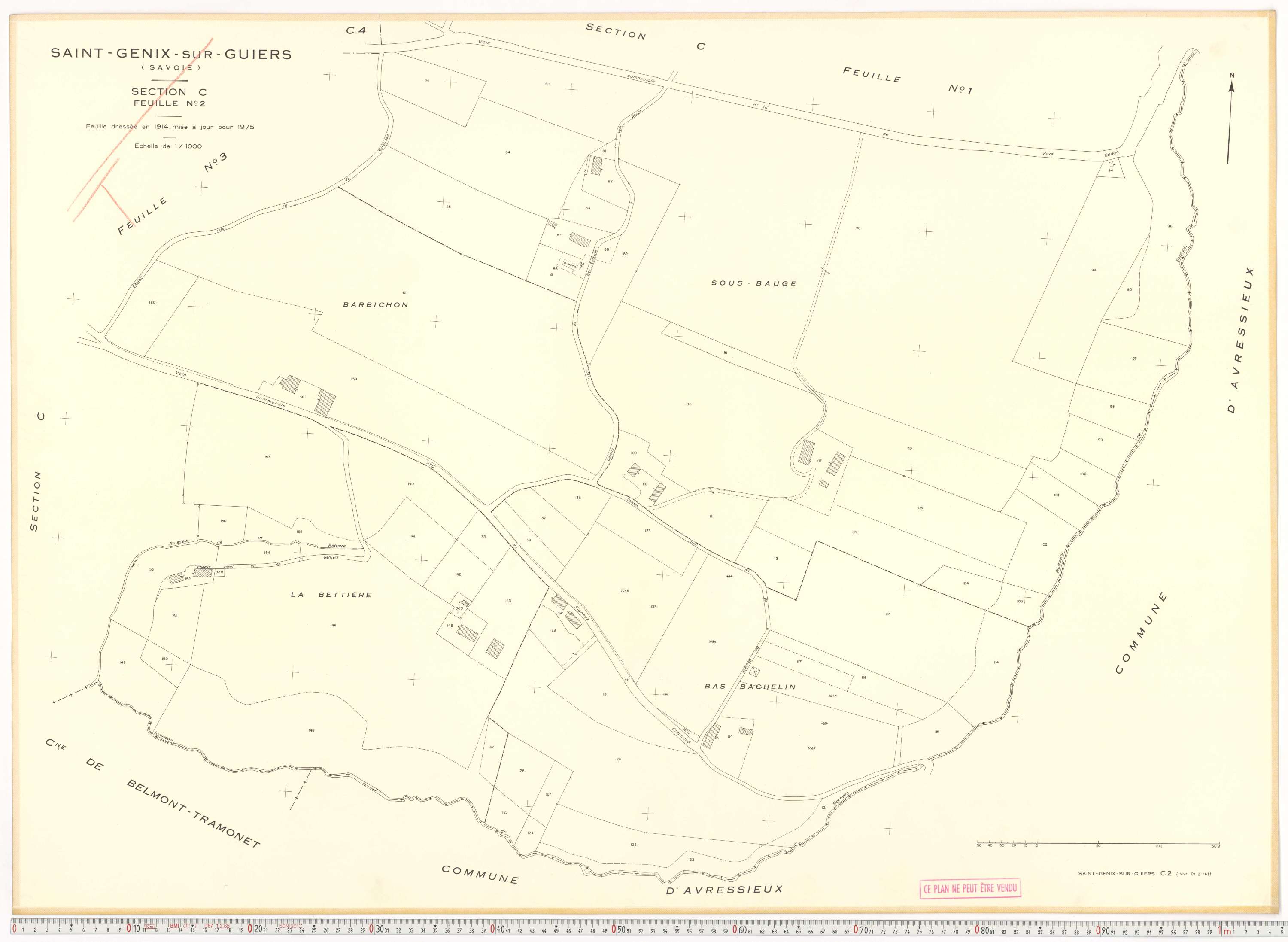Saint-Genix-sur-Guiers - Plans cadastraux du cadastre rénové en 1975 et mis à jour en 1988.