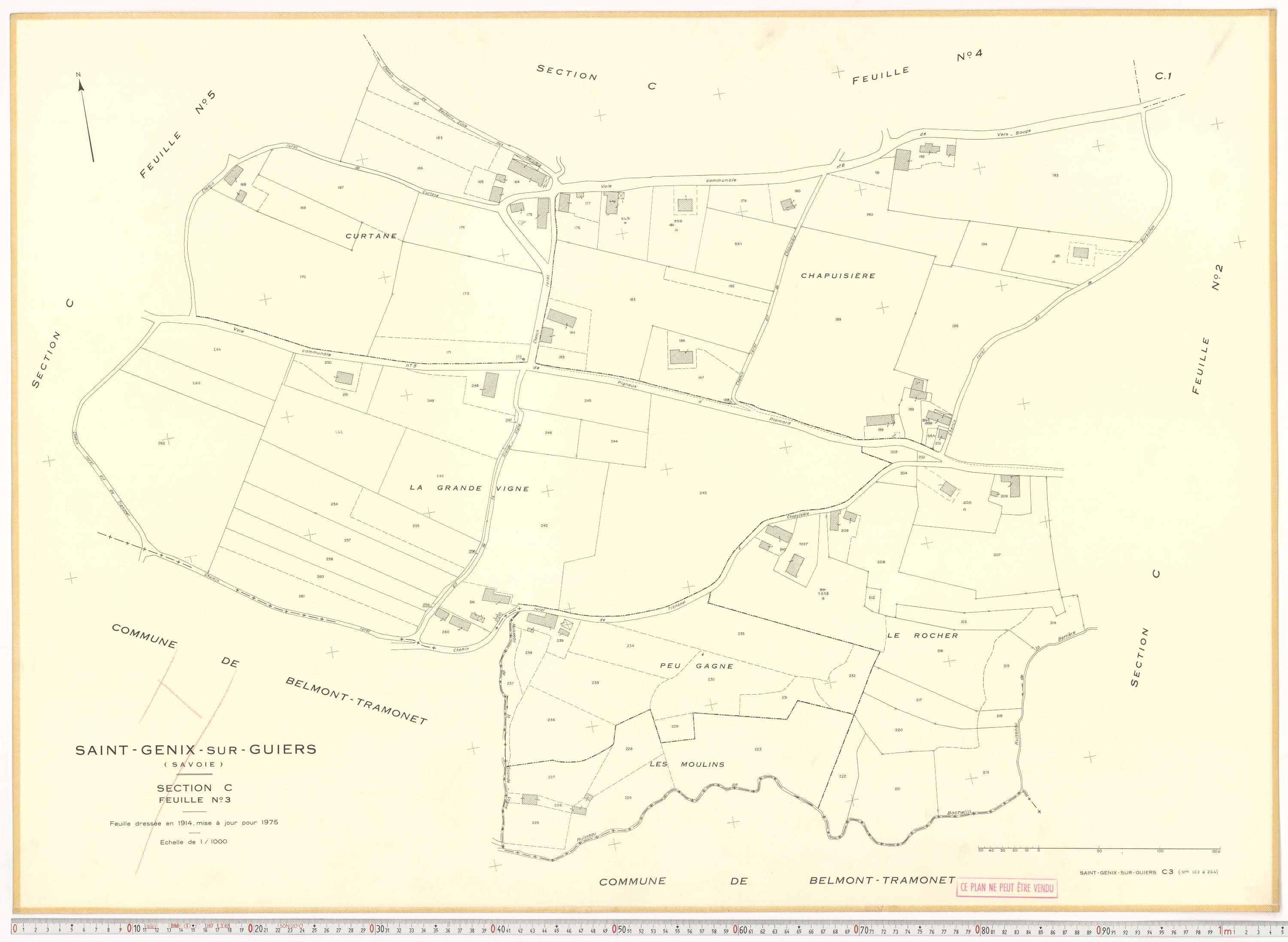 Saint-Genix-sur-Guiers - Plans cadastraux du cadastre rénové en 1975 et mis à jour en 1988.