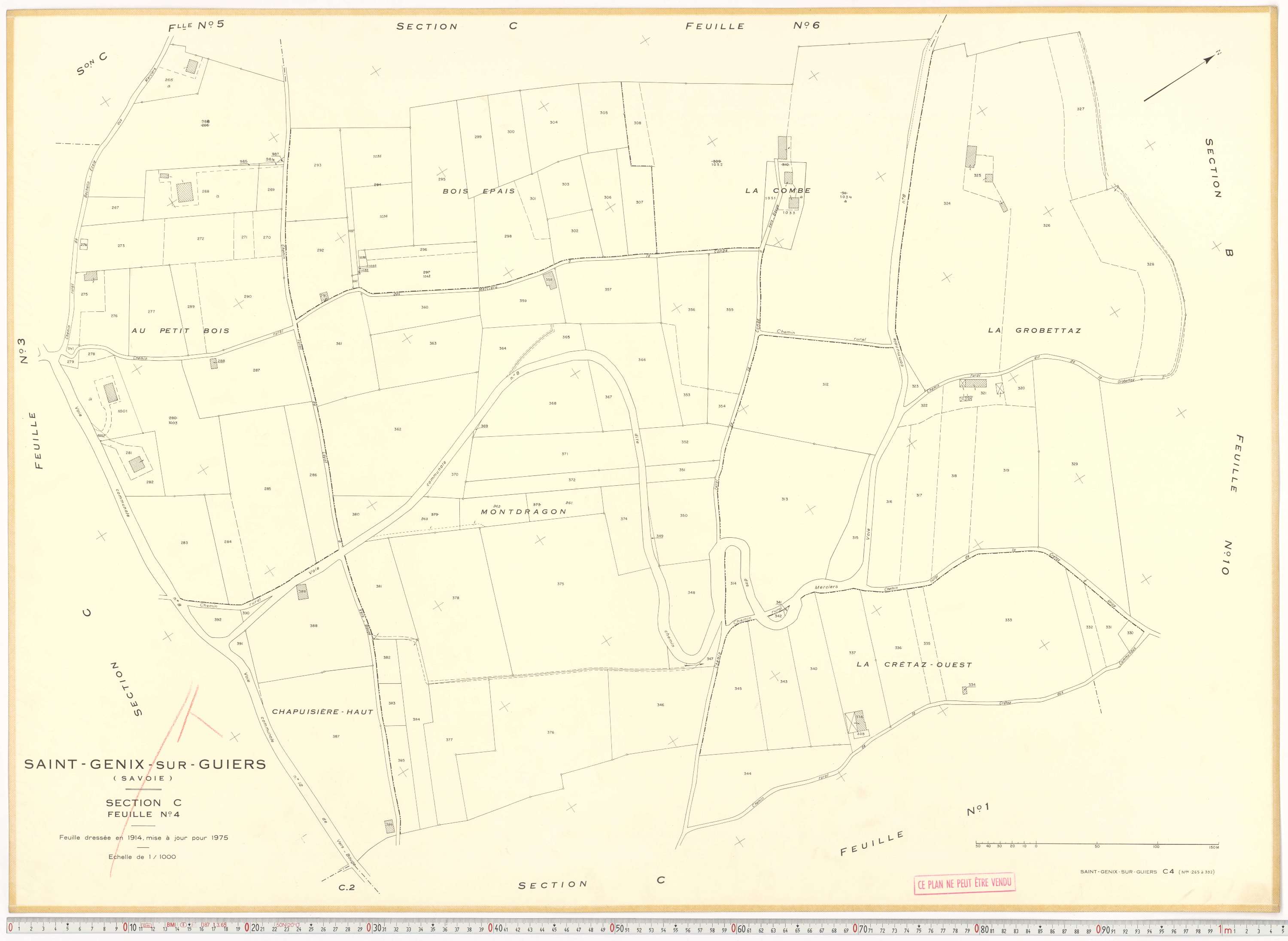 Saint-Genix-sur-Guiers - Plans cadastraux du cadastre rénové en 1975 et mis à jour en 1988.