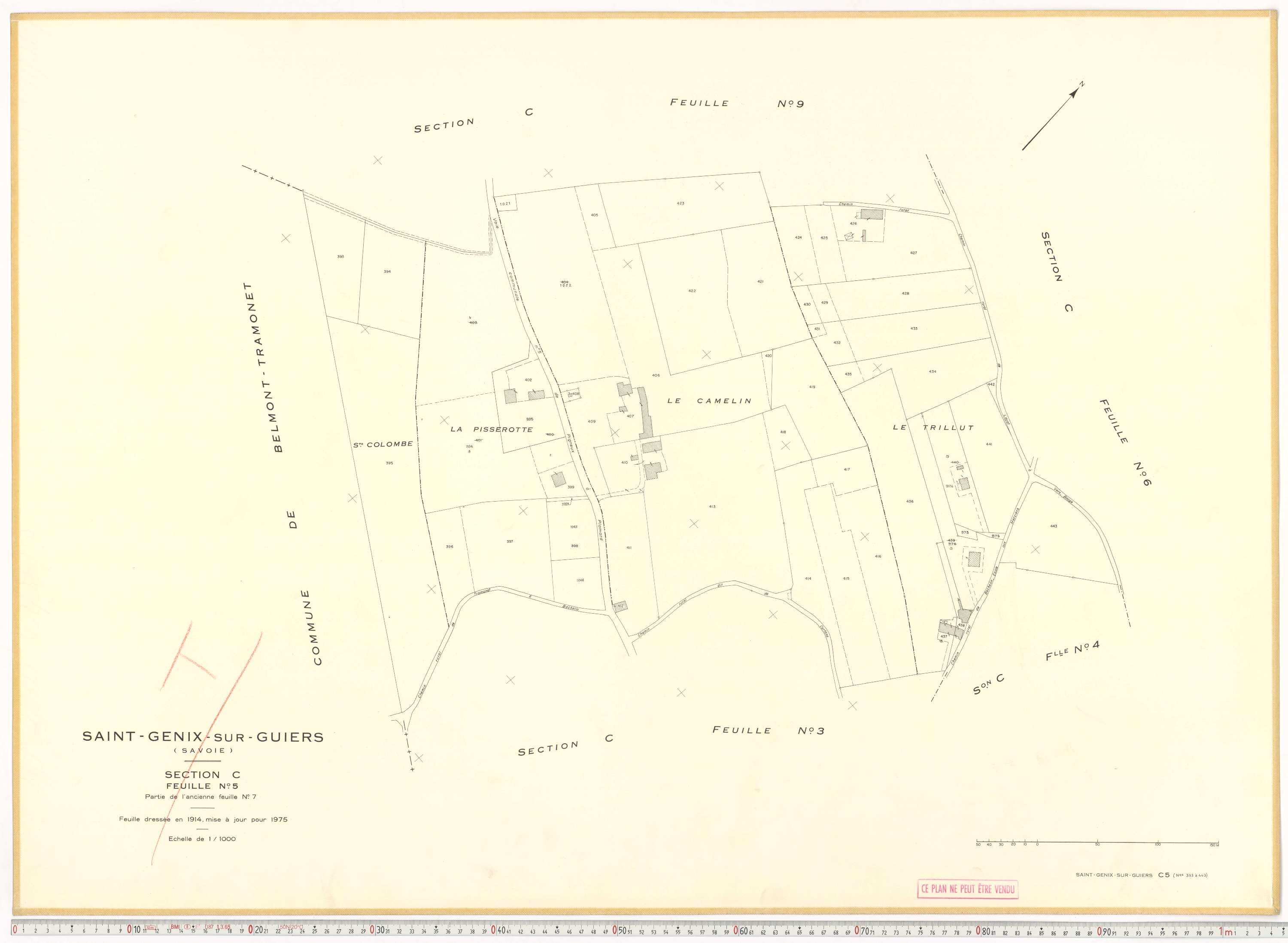 Saint-Genix-sur-Guiers - Plans cadastraux du cadastre rénové en 1975 et mis à jour en 1988.