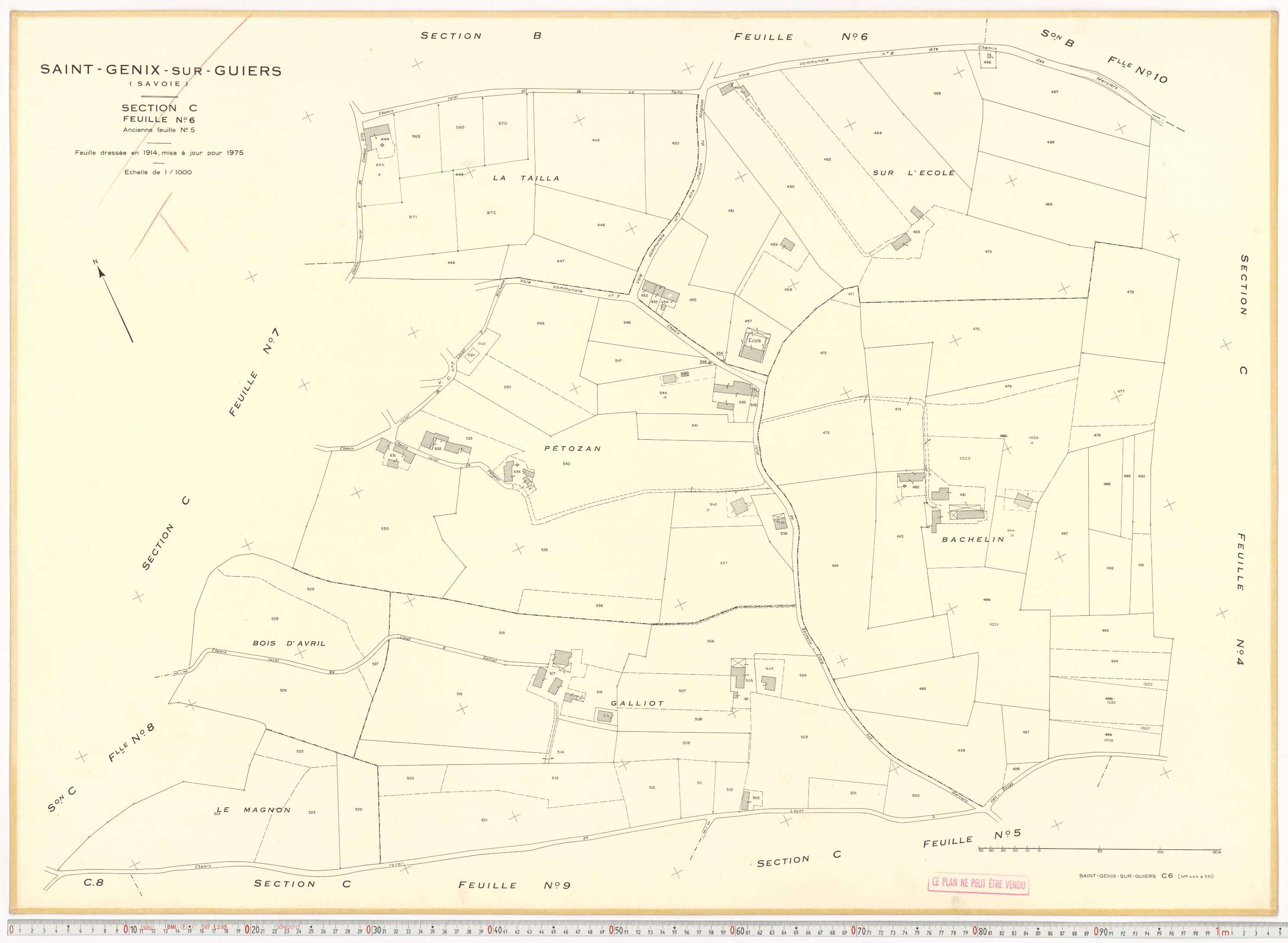 Saint-Genix-sur-Guiers - Plans cadastraux du cadastre rénové en 1975 et mis à jour en 1988.