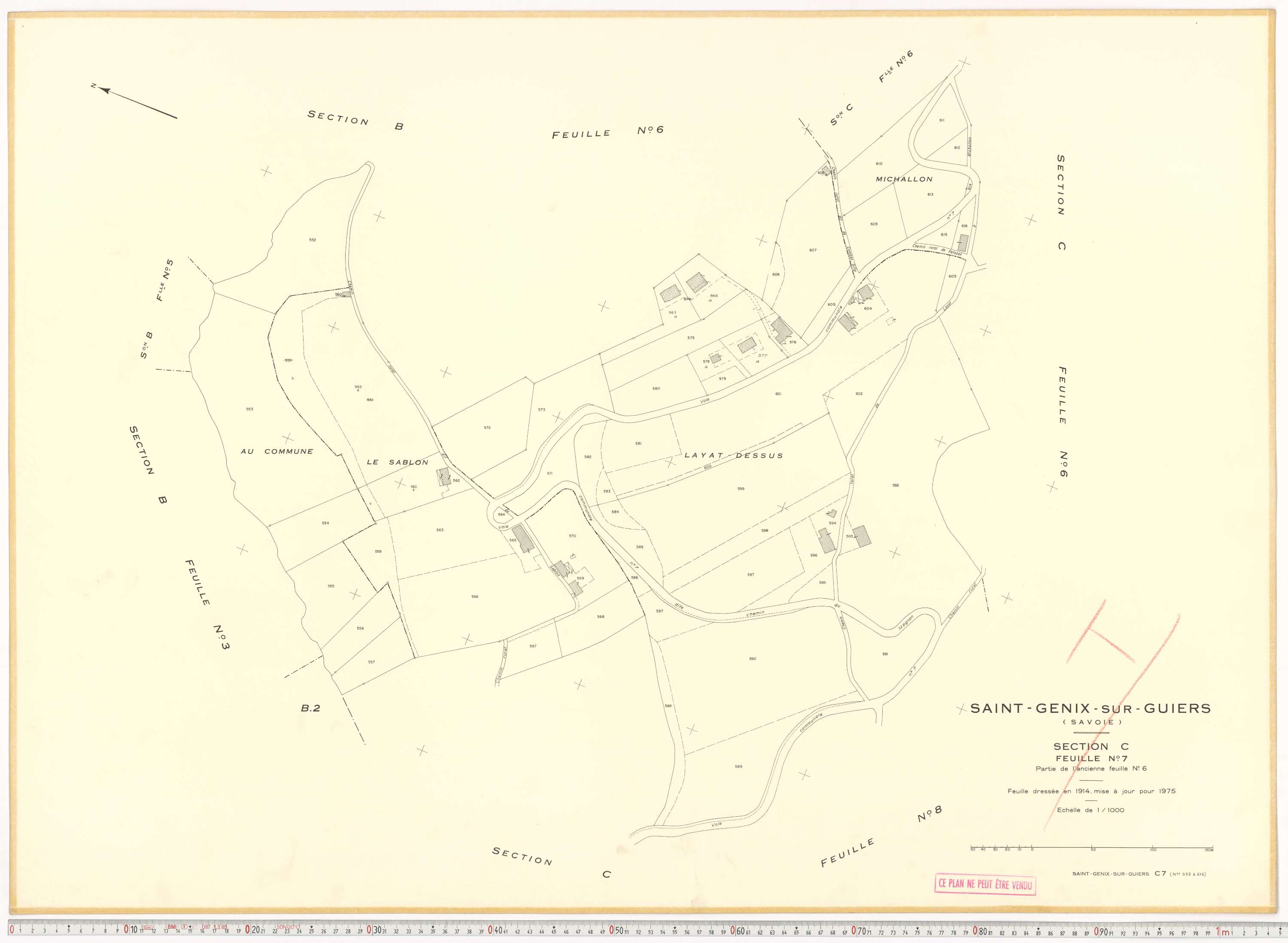 Saint-Genix-sur-Guiers - Plans cadastraux du cadastre rénové en 1975 et mis à jour en 1988.