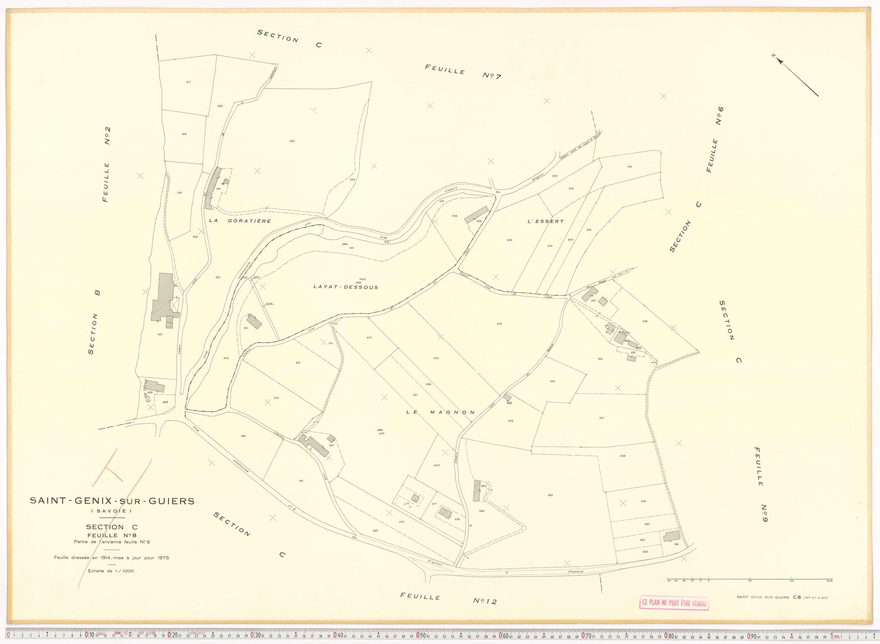 Saint-Genix-sur-Guiers - Plans cadastraux du cadastre rénové en 1975 et mis à jour en 1988.