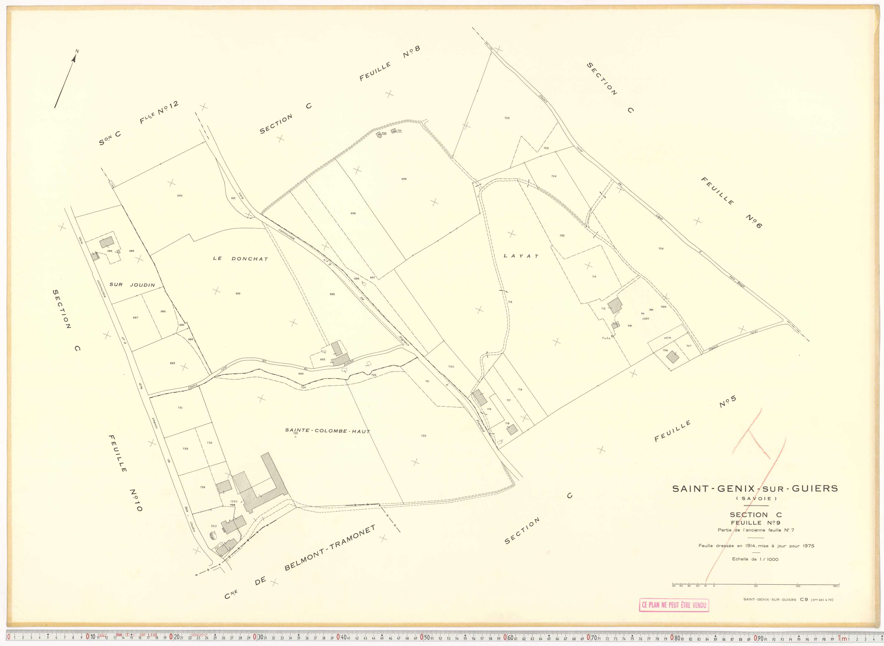 Saint-Genix-sur-Guiers - Plans cadastraux du cadastre rénové en 1975 et mis à jour en 1988.