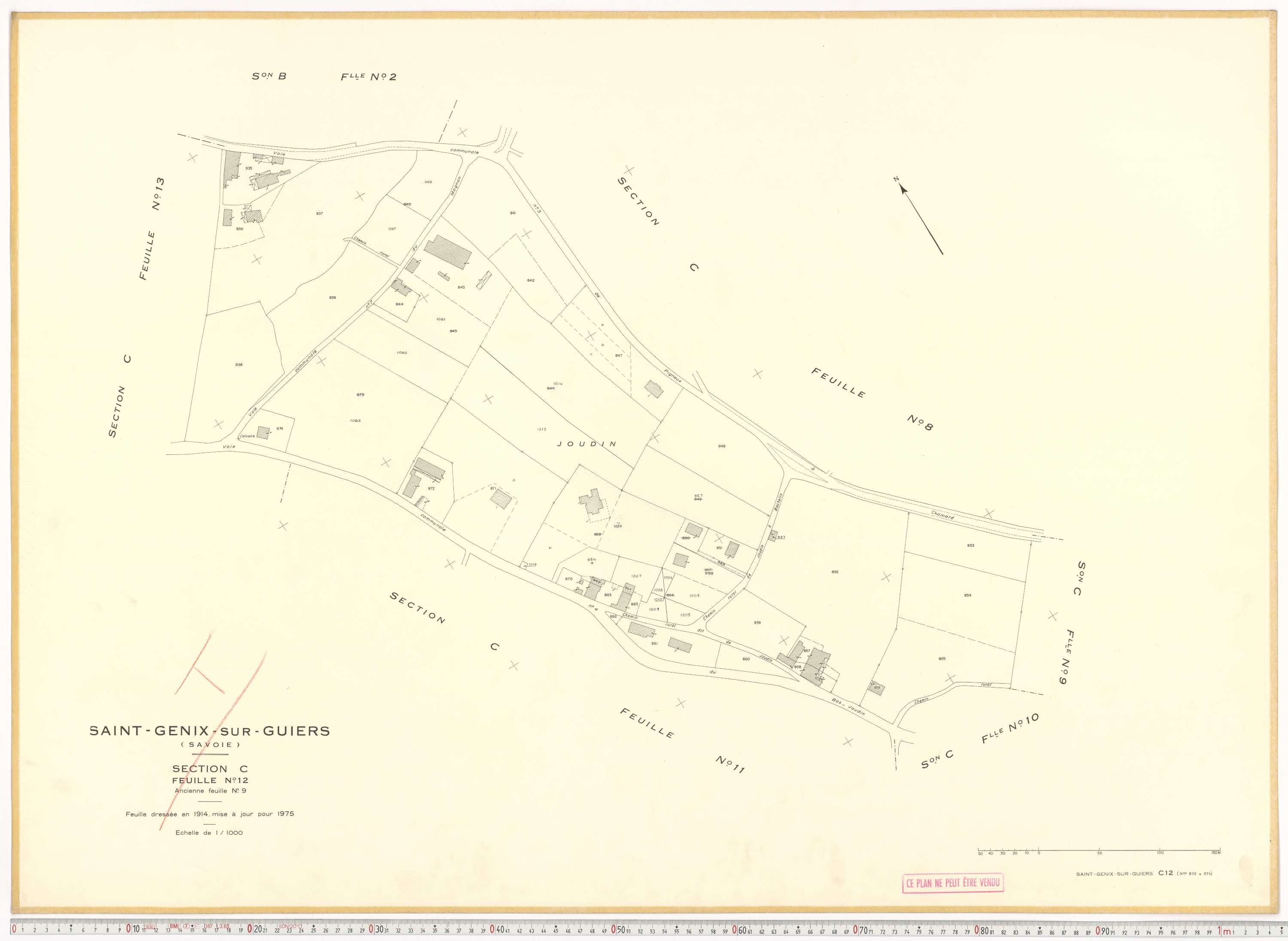 Saint-Genix-sur-Guiers - Plans cadastraux du cadastre rénové en 1975 et mis à jour en 1988.