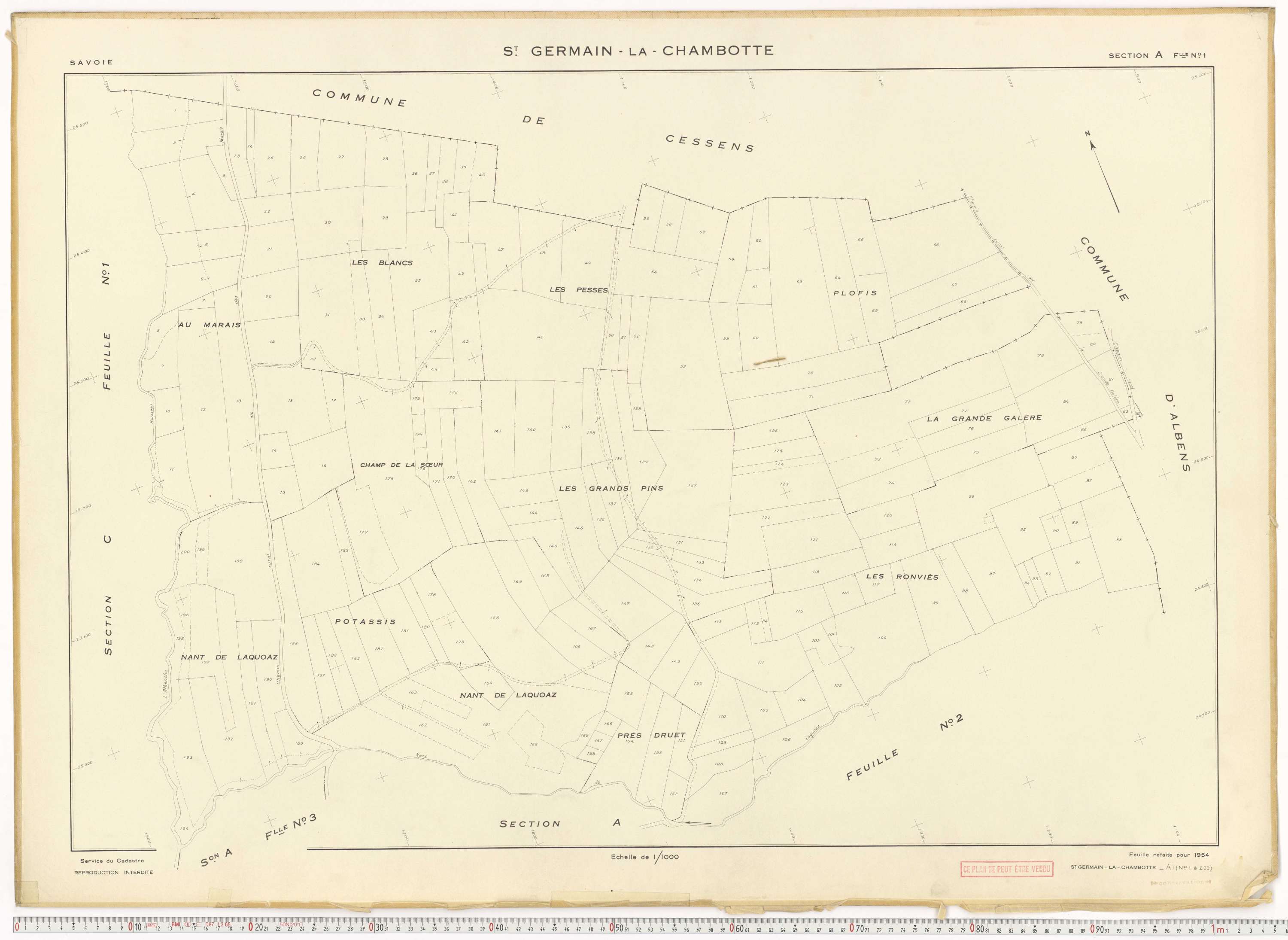 Saint-Germain-la-Chambotte - Plans cadastraux du cadastre rénové en 1938 et mis à jour en 1988.