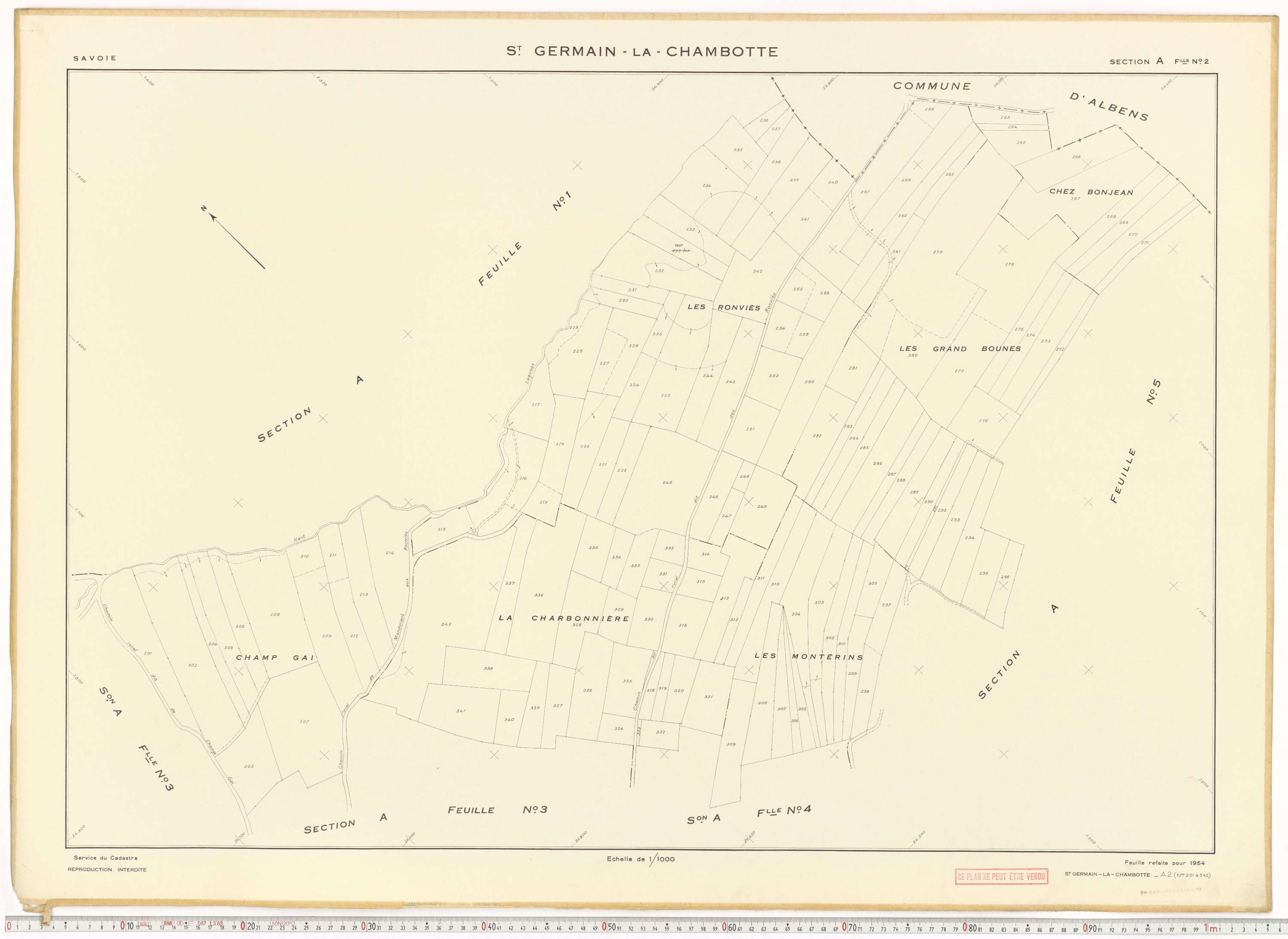 Saint-Germain-la-Chambotte - Plans cadastraux du cadastre rénové en 1938 et mis à jour en 1988.