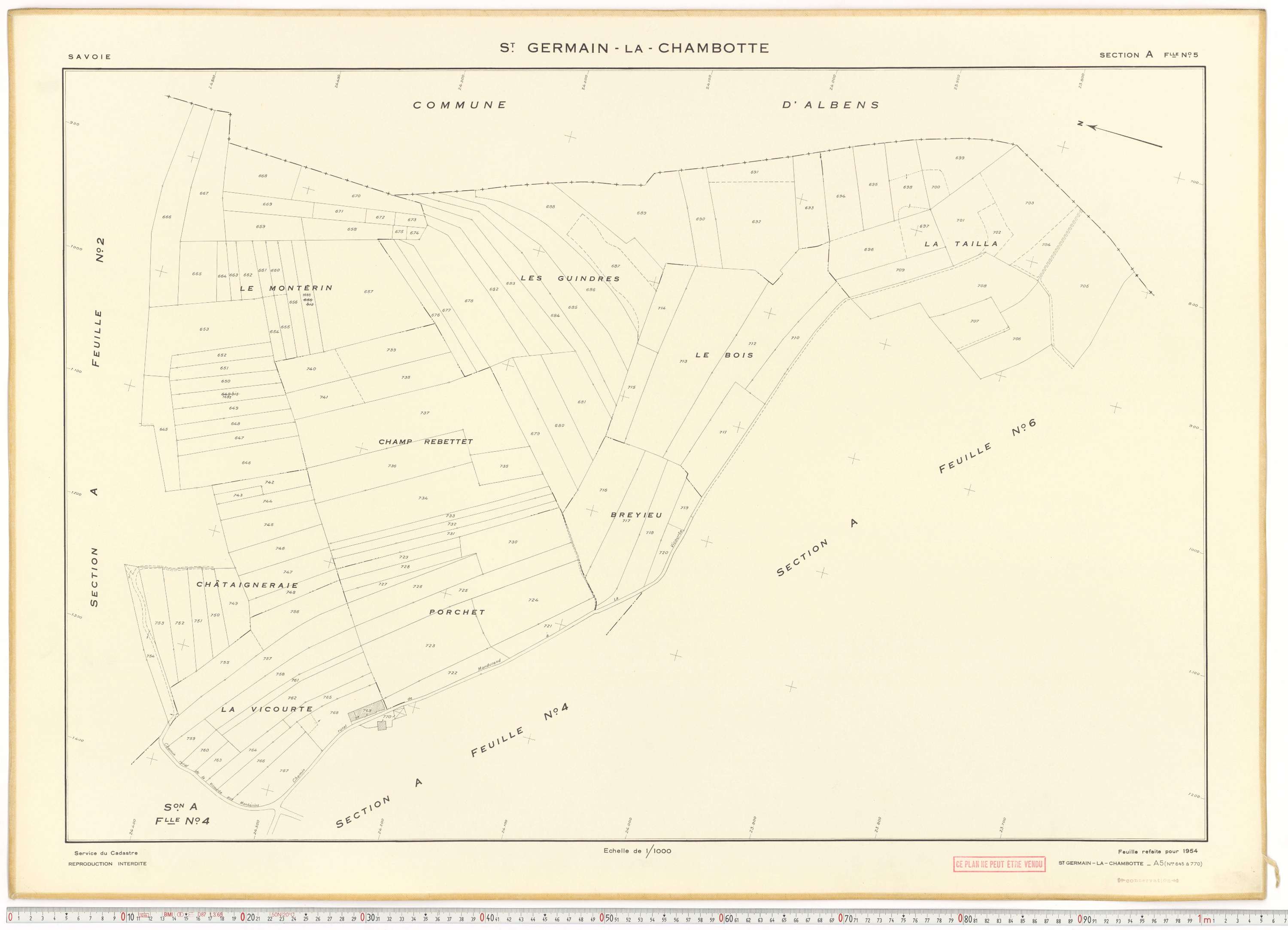 Saint-Germain-la-Chambotte - Plans cadastraux du cadastre rénové en 1938 et mis à jour en 1988.