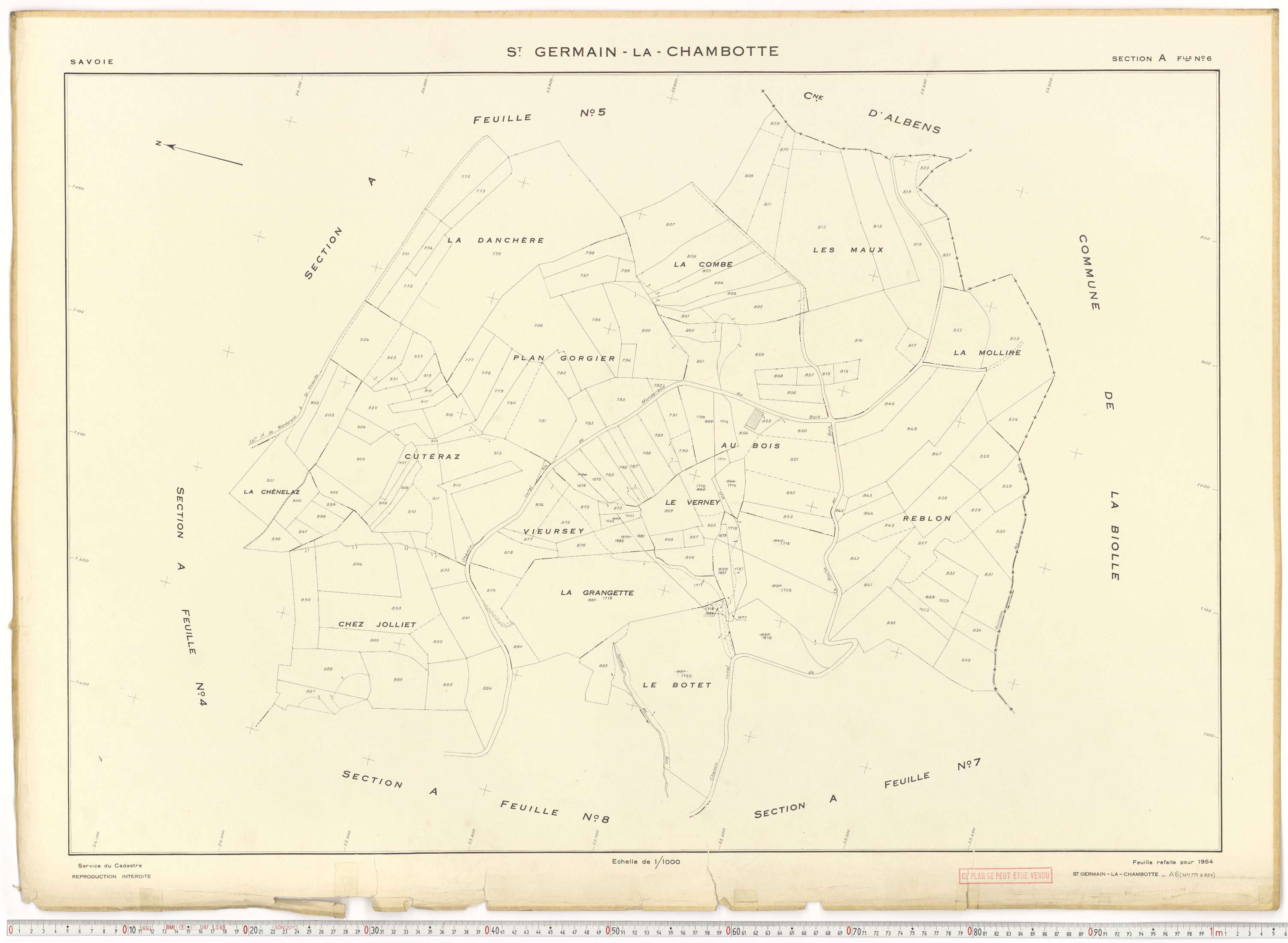 Saint-Germain-la-Chambotte - Plans cadastraux du cadastre rénové en 1938 et mis à jour en 1988.