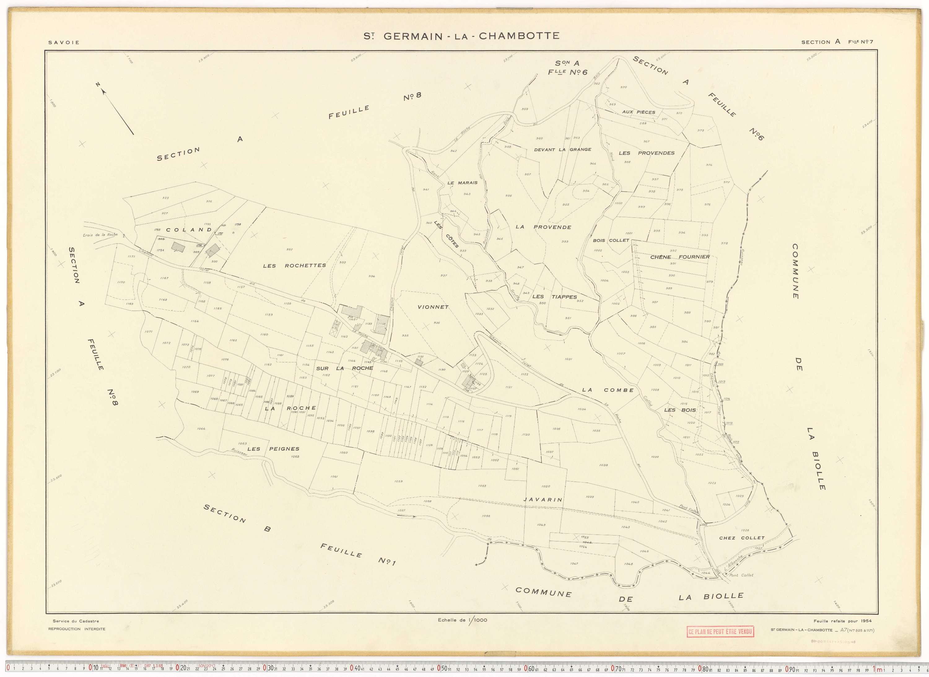 Saint-Germain-la-Chambotte - Plans cadastraux du cadastre rénové en 1938 et mis à jour en 1988.