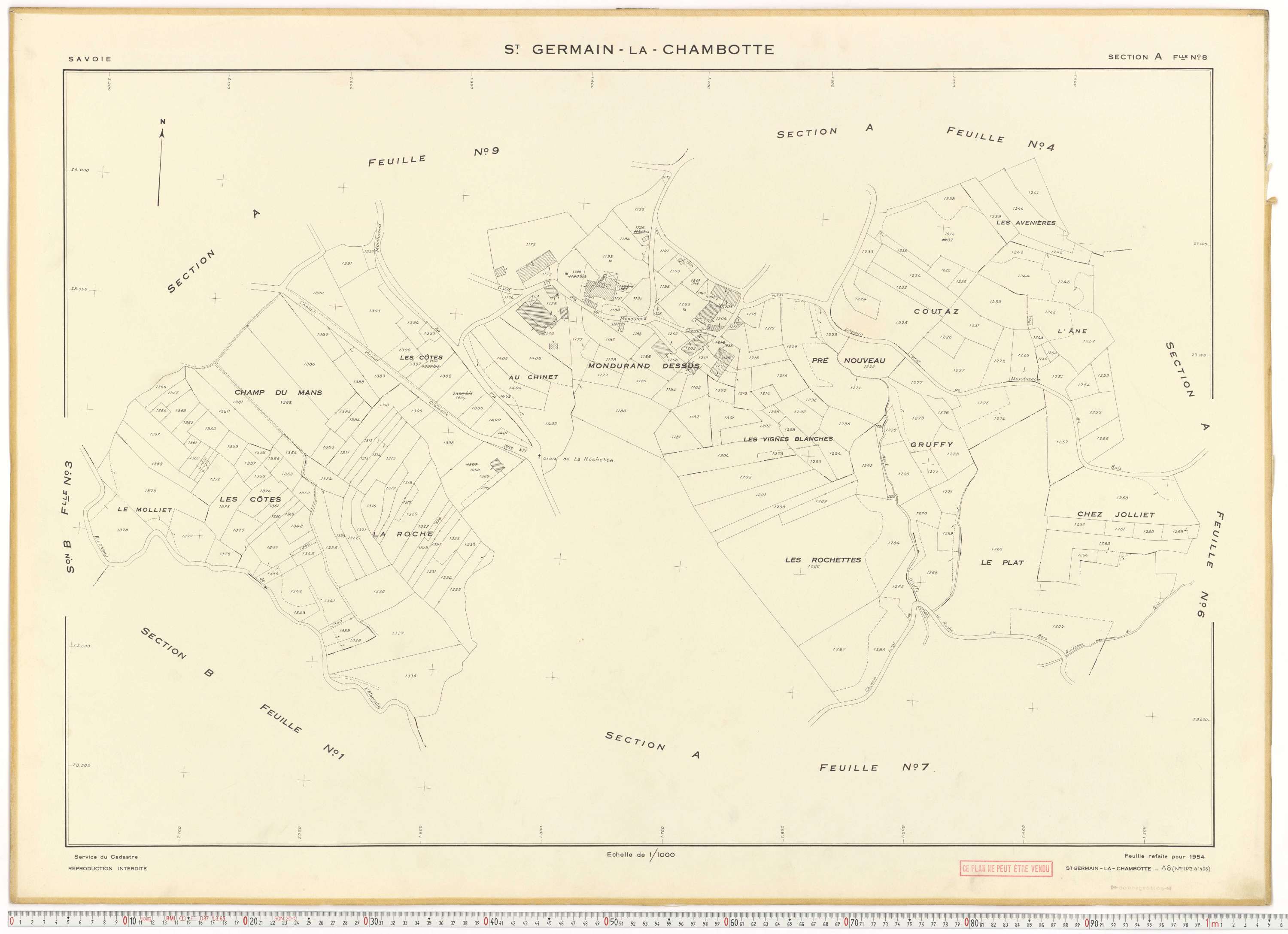 Saint-Germain-la-Chambotte - Plans cadastraux du cadastre rénové en 1938 et mis à jour en 1988.