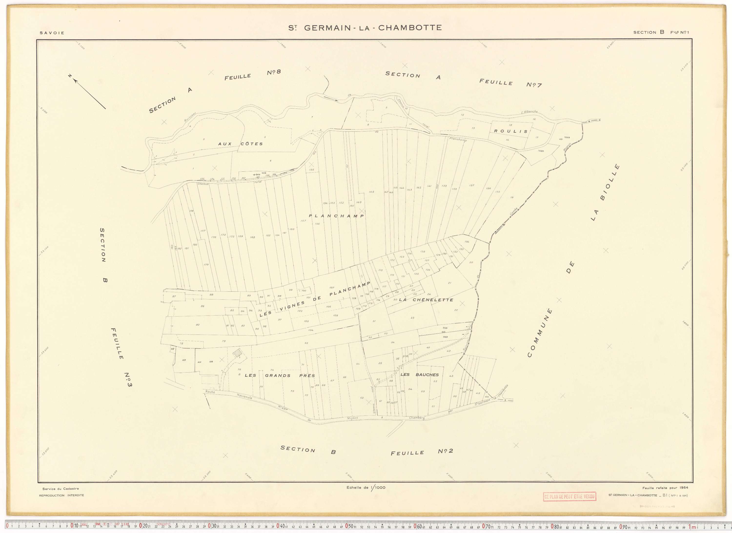 Saint-Germain-la-Chambotte - Plans cadastraux du cadastre rénové en 1938 et mis à jour en 1988.