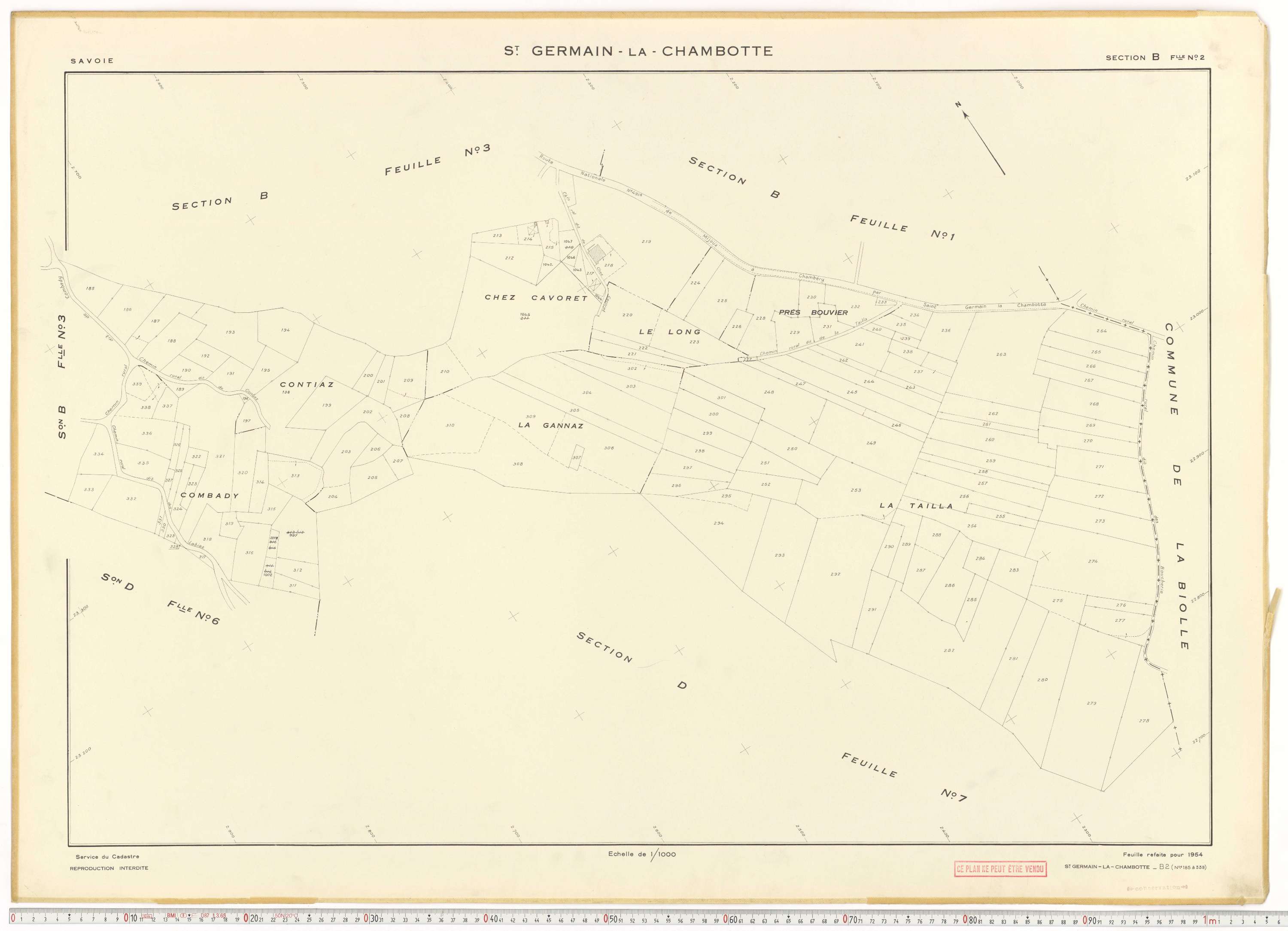 Saint-Germain-la-Chambotte - Plans cadastraux du cadastre rénové en 1938 et mis à jour en 1988.
