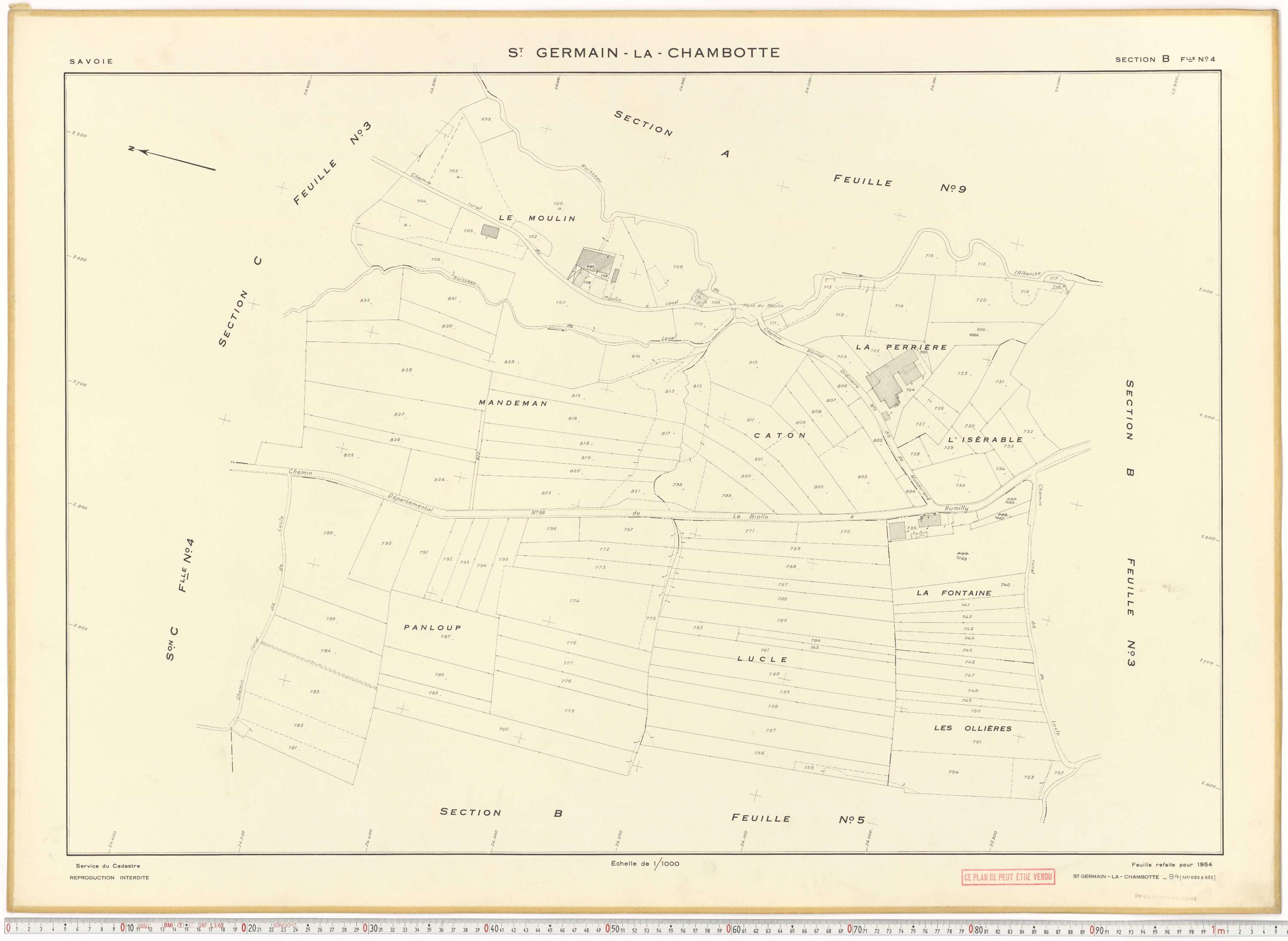 Saint-Germain-la-Chambotte - Plans cadastraux du cadastre rénové en 1938 et mis à jour en 1988.