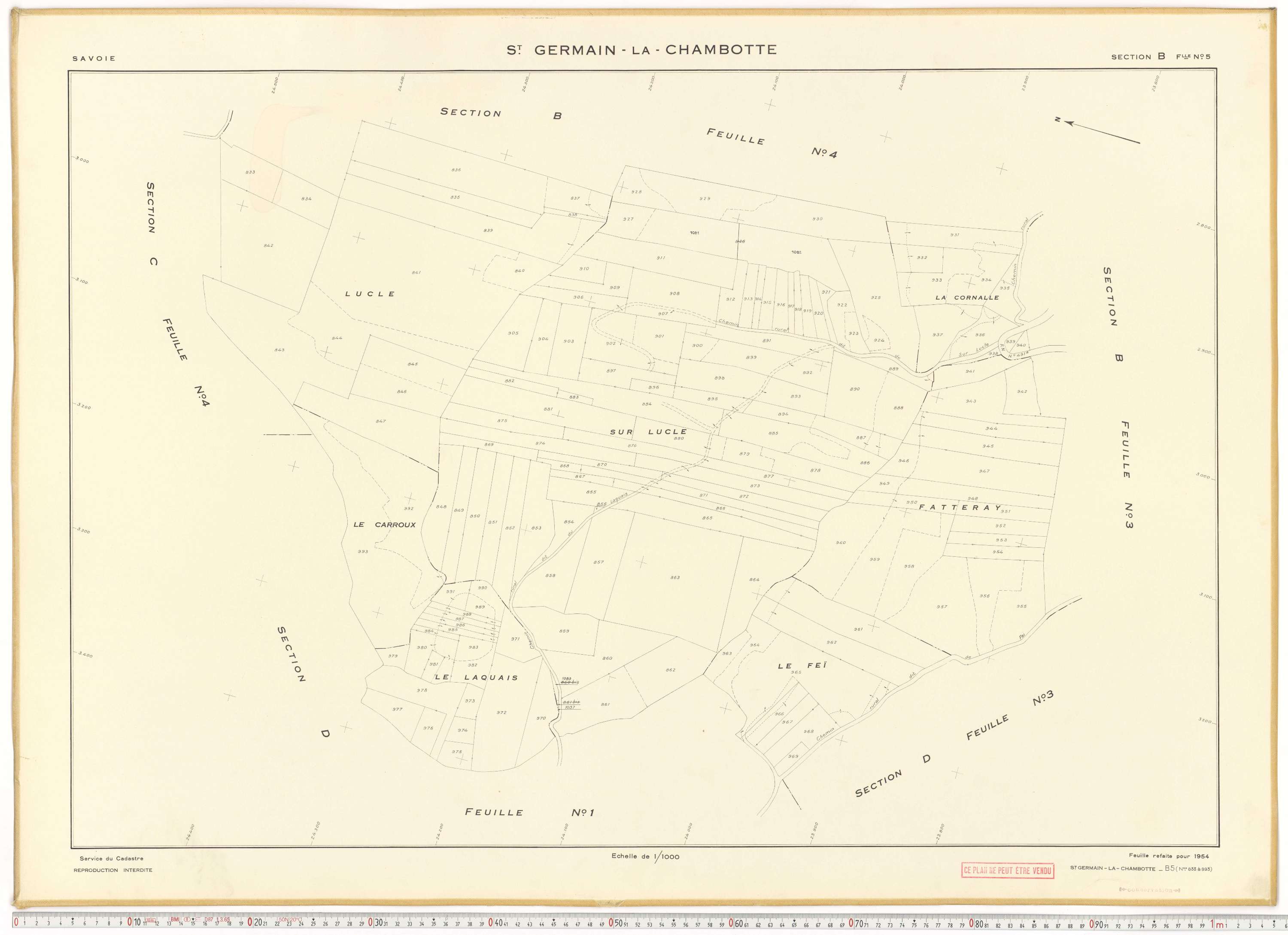 Saint-Germain-la-Chambotte - Plans cadastraux du cadastre rénové en 1938 et mis à jour en 1988.