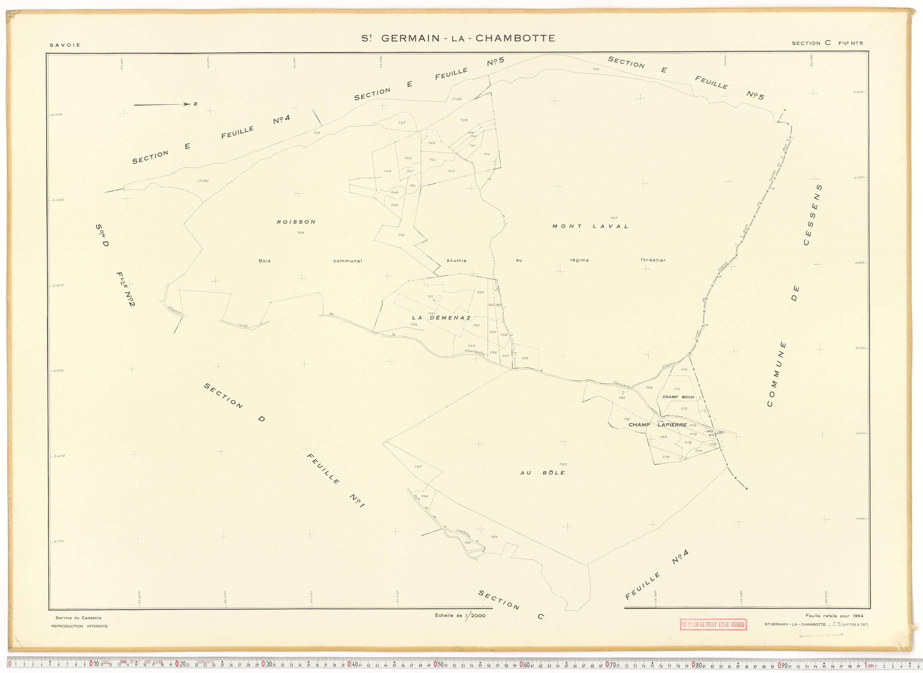 Saint-Germain-la-Chambotte - Plans cadastraux du cadastre rénové en 1938 et mis à jour en 1988.