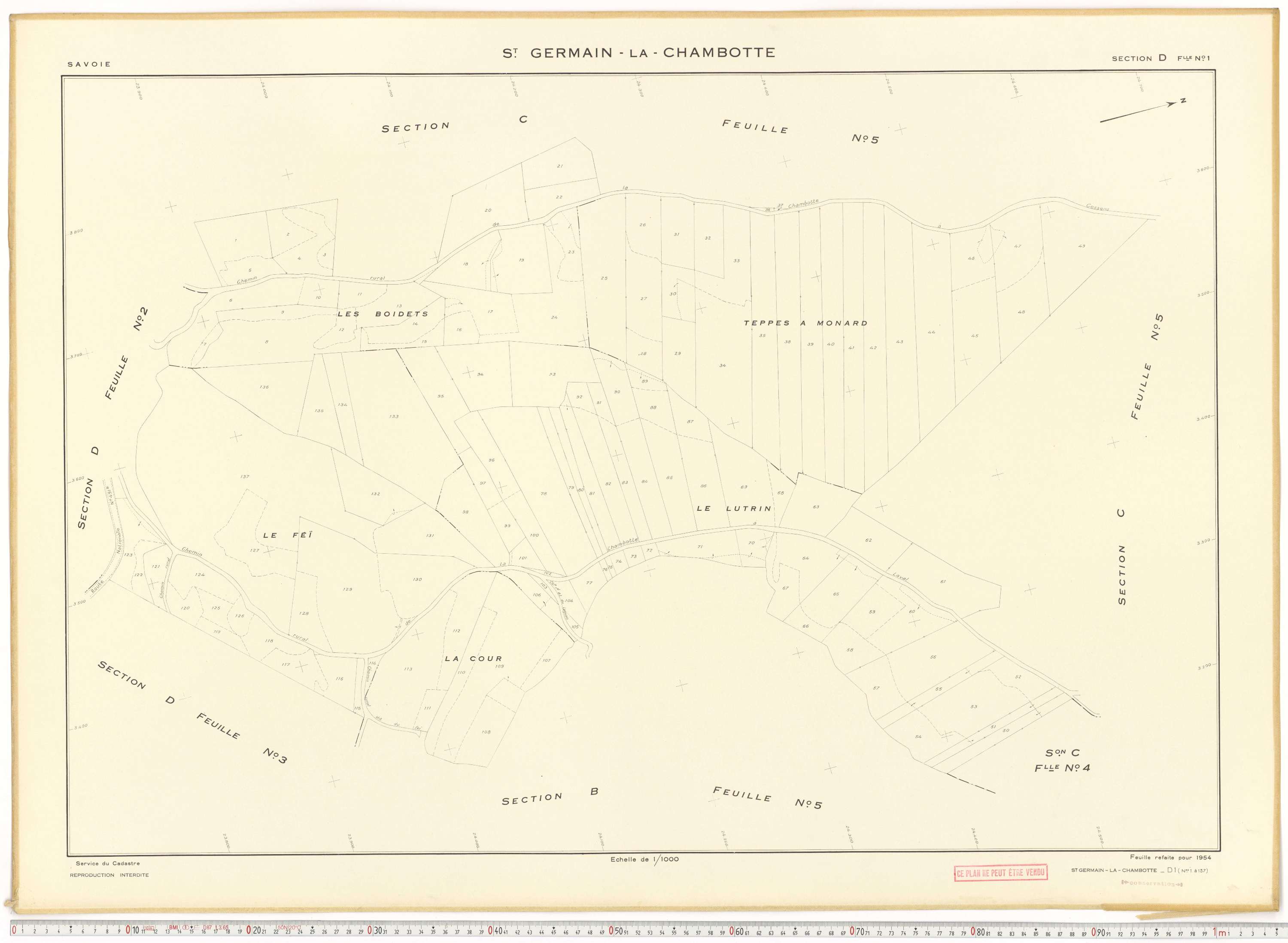 Saint-Germain-la-Chambotte - Plans cadastraux du cadastre rénové en 1938 et mis à jour en 1988.