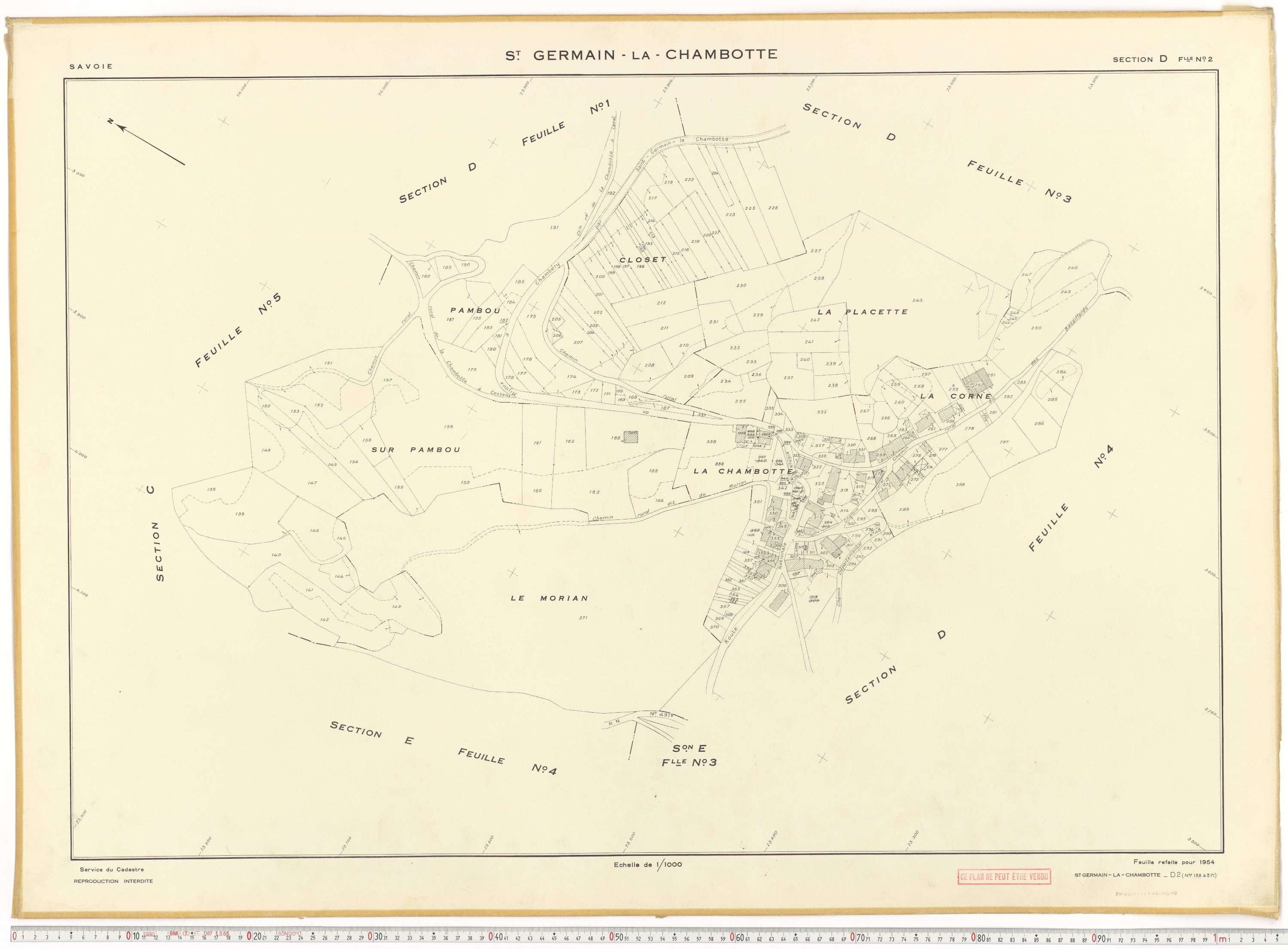 Saint-Germain-la-Chambotte - Plans cadastraux du cadastre rénové en 1938 et mis à jour en 1988.