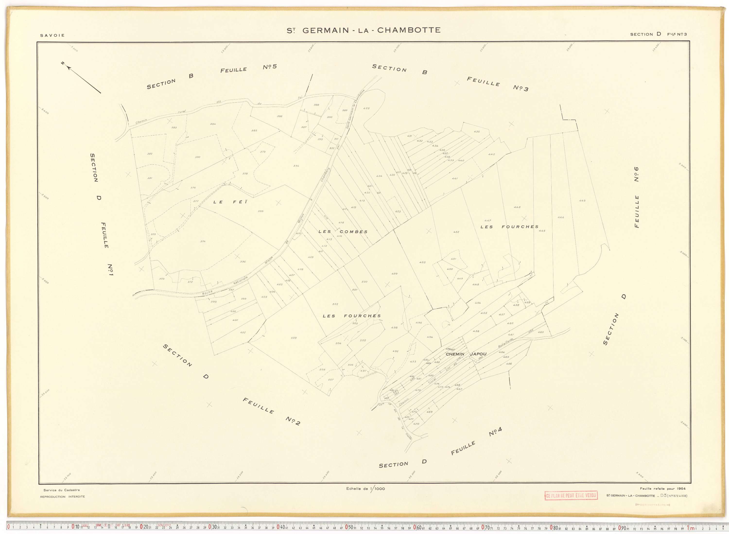 Saint-Germain-la-Chambotte - Plans cadastraux du cadastre rénové en 1938 et mis à jour en 1988.