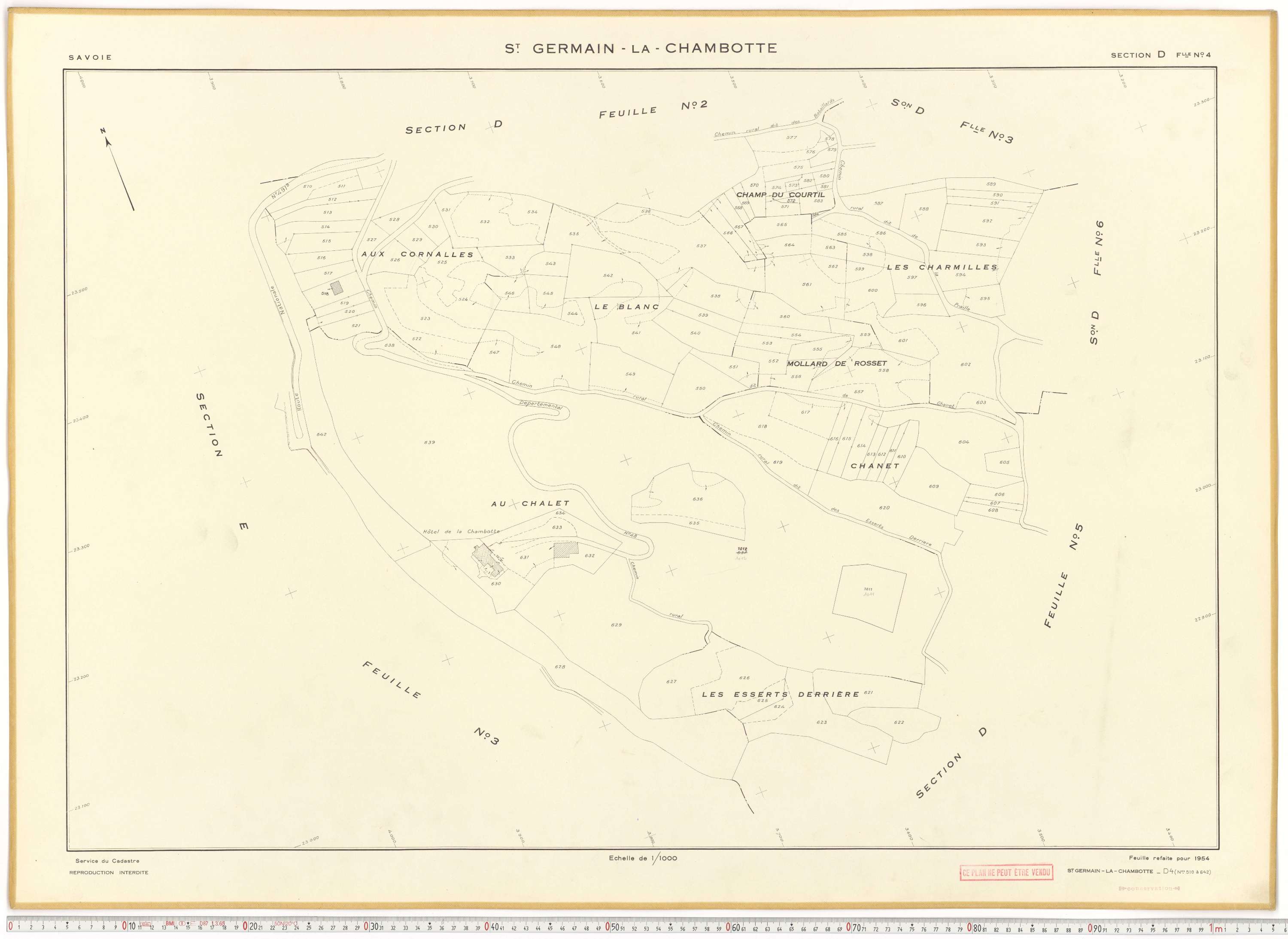 Saint-Germain-la-Chambotte - Plans cadastraux du cadastre rénové en 1938 et mis à jour en 1988.