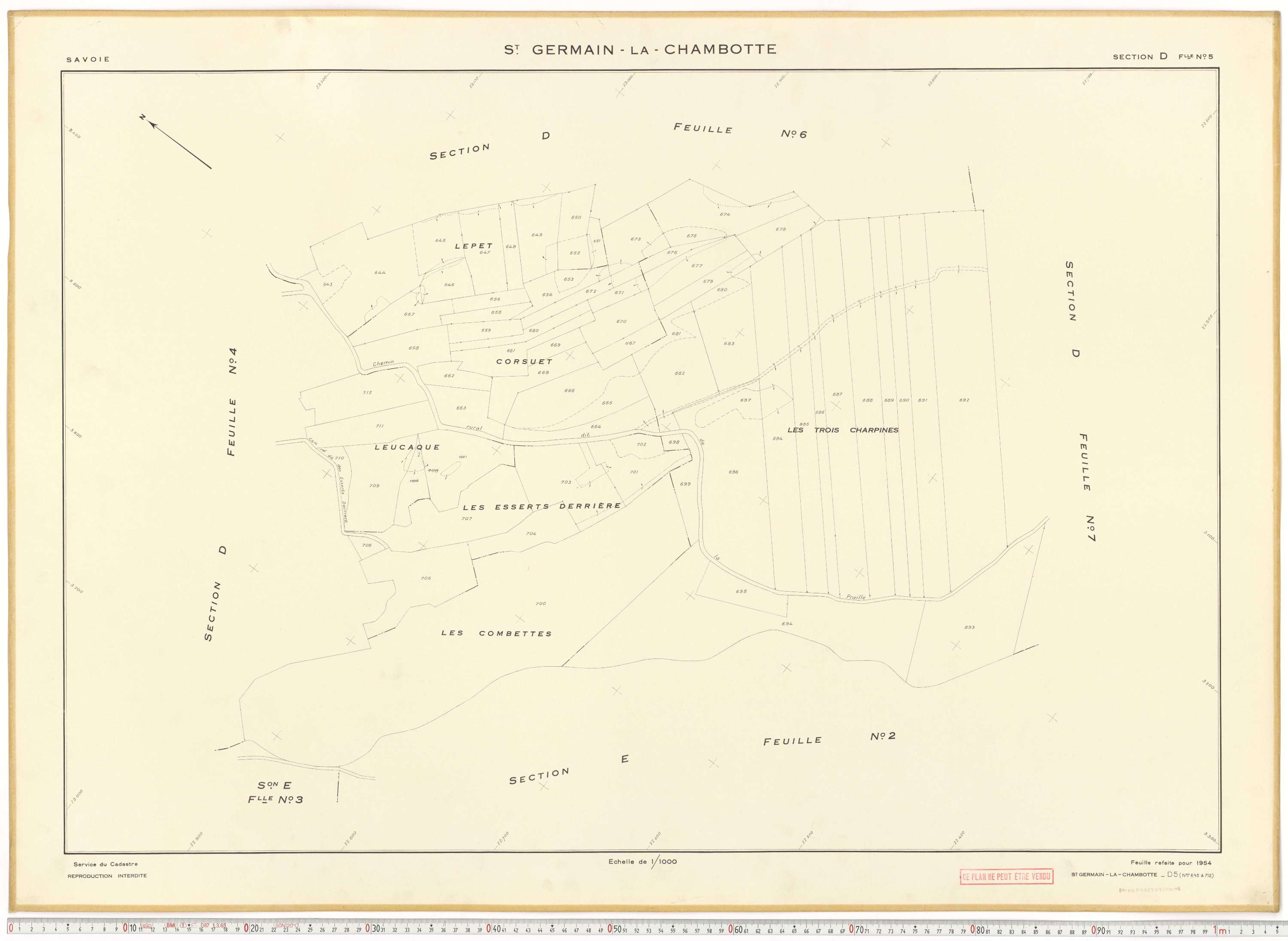 Saint-Germain-la-Chambotte - Plans cadastraux du cadastre rénové en 1938 et mis à jour en 1988.