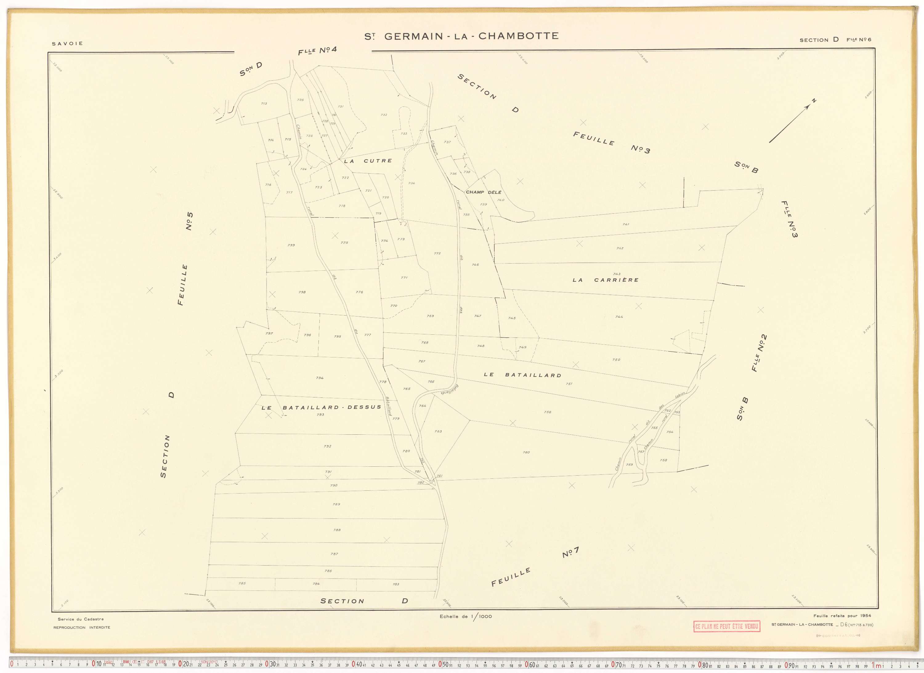 Saint-Germain-la-Chambotte - Plans cadastraux du cadastre rénové en 1938 et mis à jour en 1988.