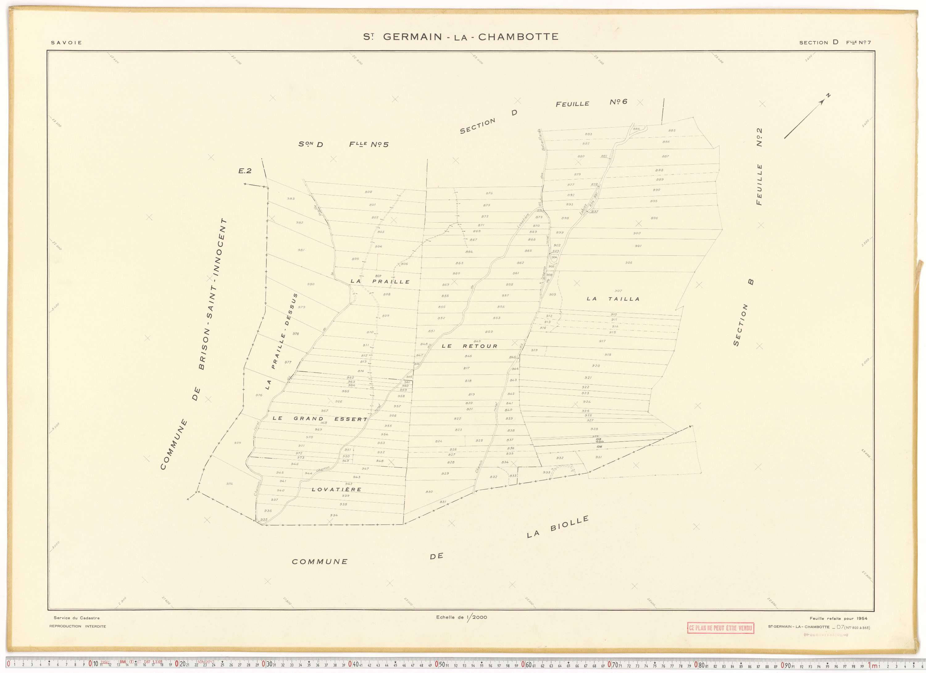 Saint-Germain-la-Chambotte - Plans cadastraux du cadastre rénové en 1938 et mis à jour en 1988.