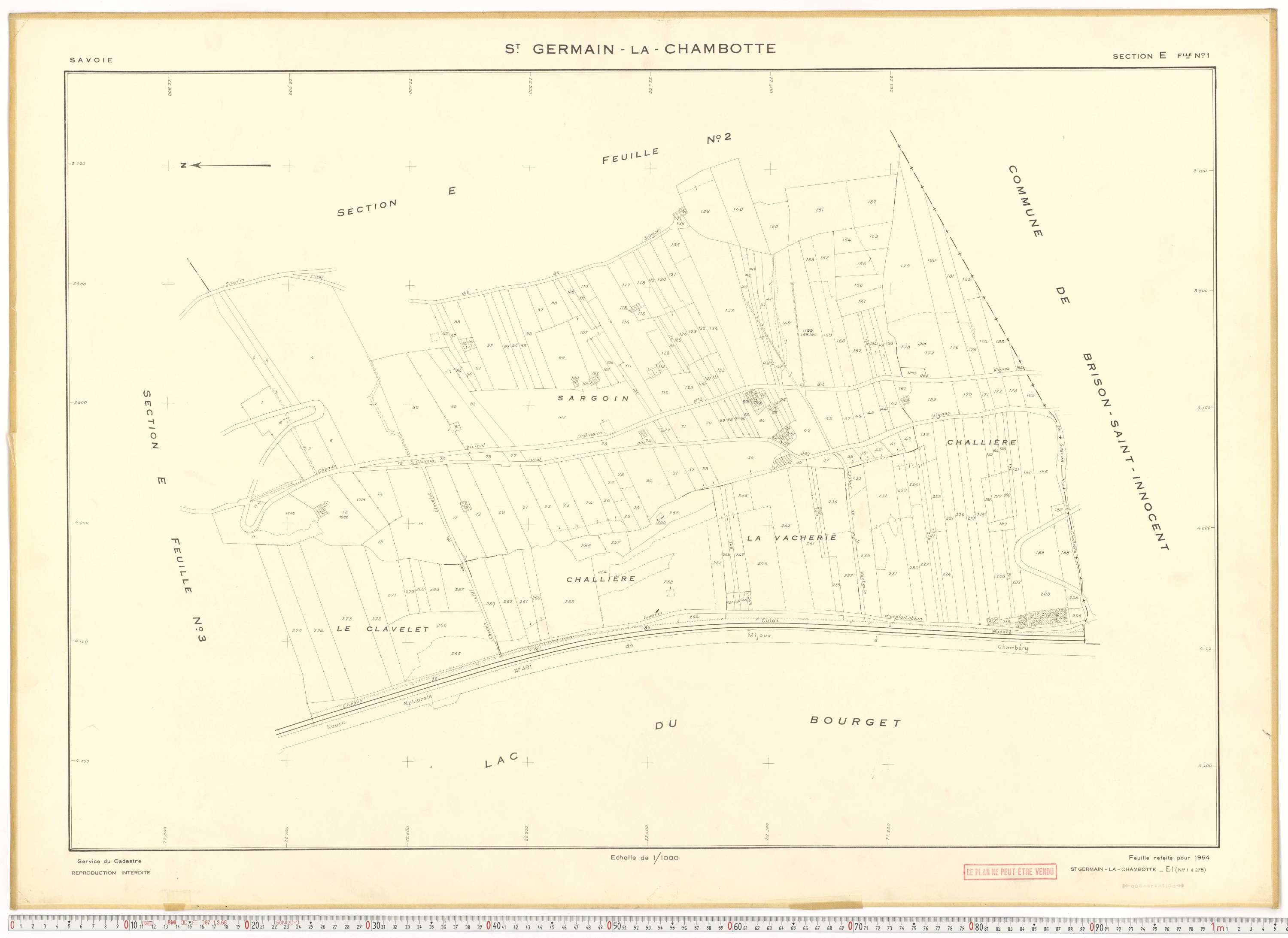Saint-Germain-la-Chambotte - Plans cadastraux du cadastre rénové en 1938 et mis à jour en 1988.