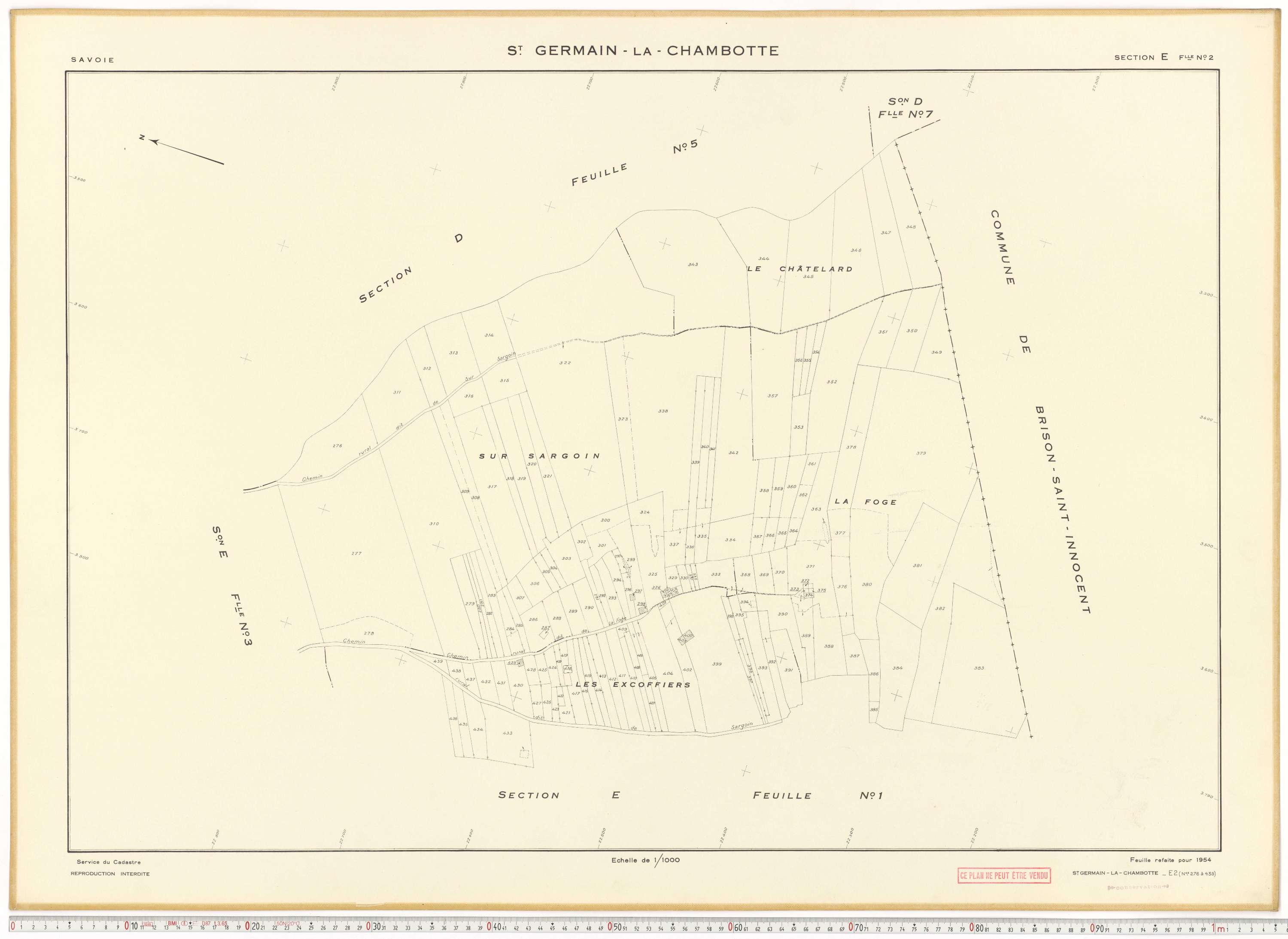 Saint-Germain-la-Chambotte - Plans cadastraux du cadastre rénové en 1938 et mis à jour en 1988.