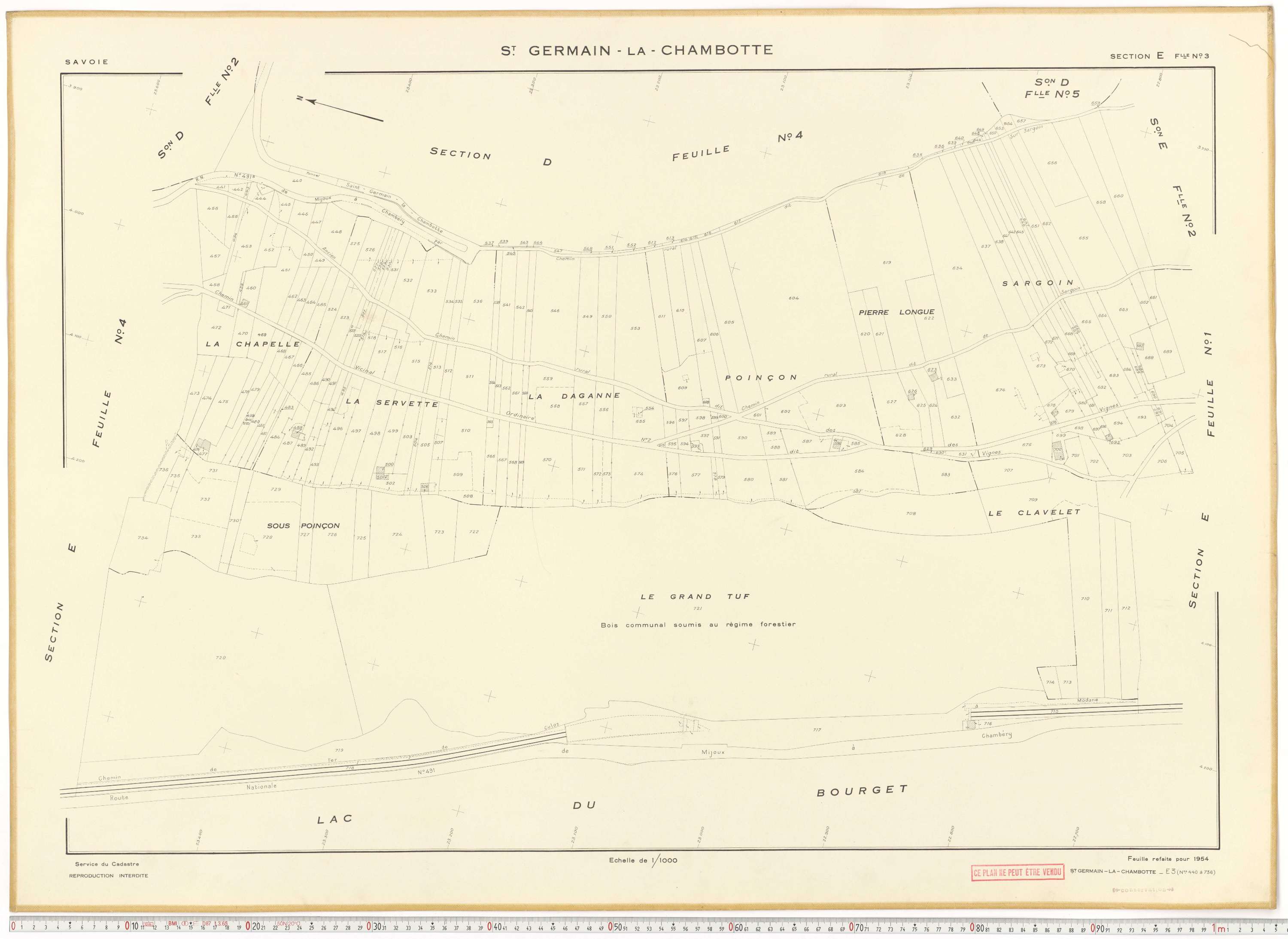 Saint-Germain-la-Chambotte - Plans cadastraux du cadastre rénové en 1938 et mis à jour en 1988.