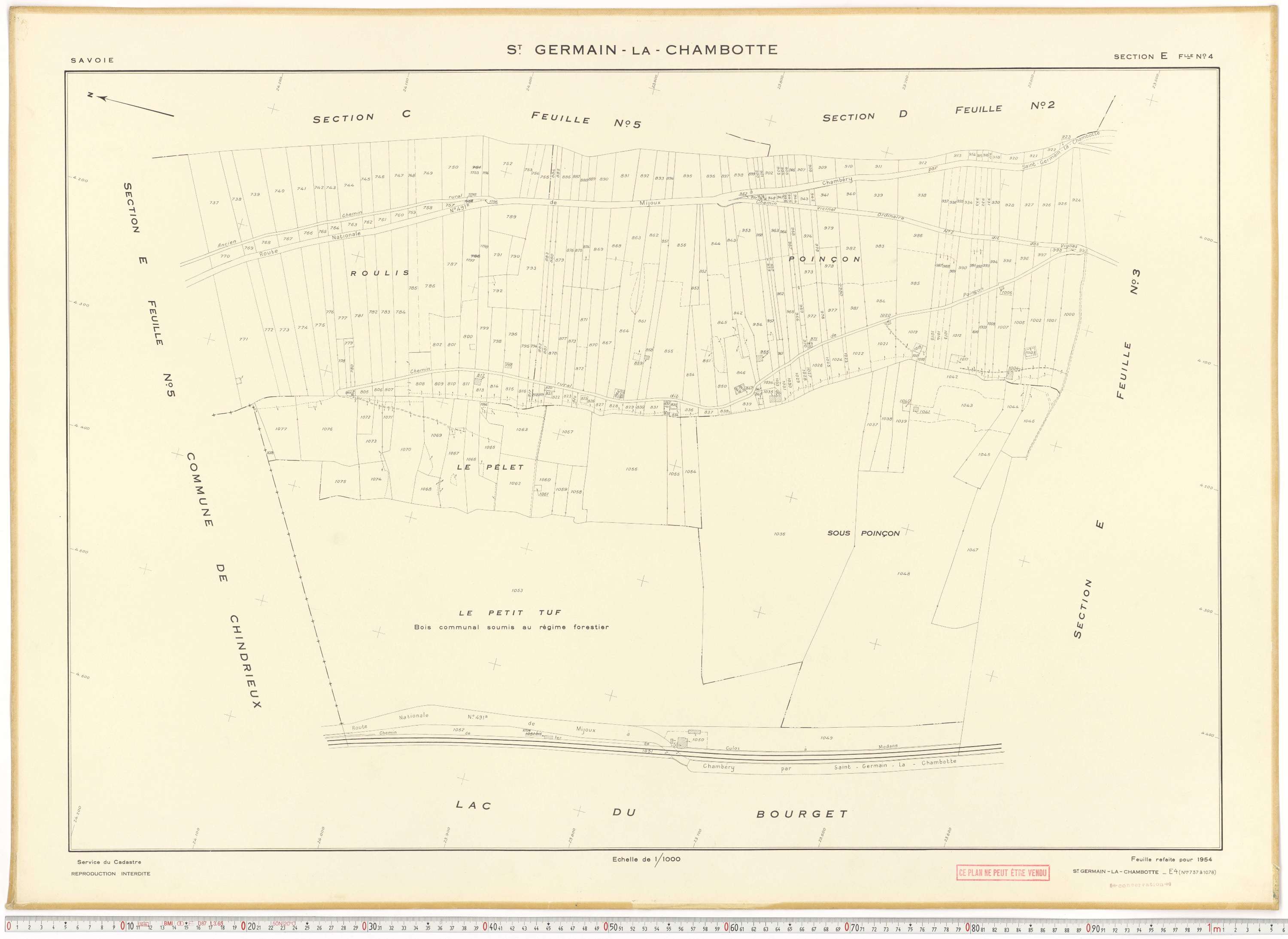 Saint-Germain-la-Chambotte - Plans cadastraux du cadastre rénové en 1938 et mis à jour en 1988.
