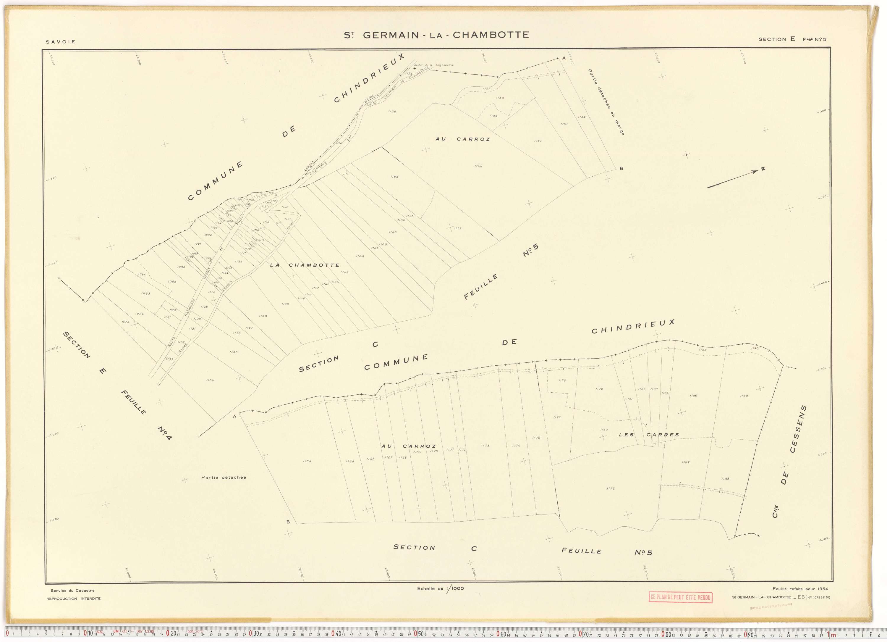 Saint-Germain-la-Chambotte - Plans cadastraux du cadastre rénové en 1938 et mis à jour en 1988.