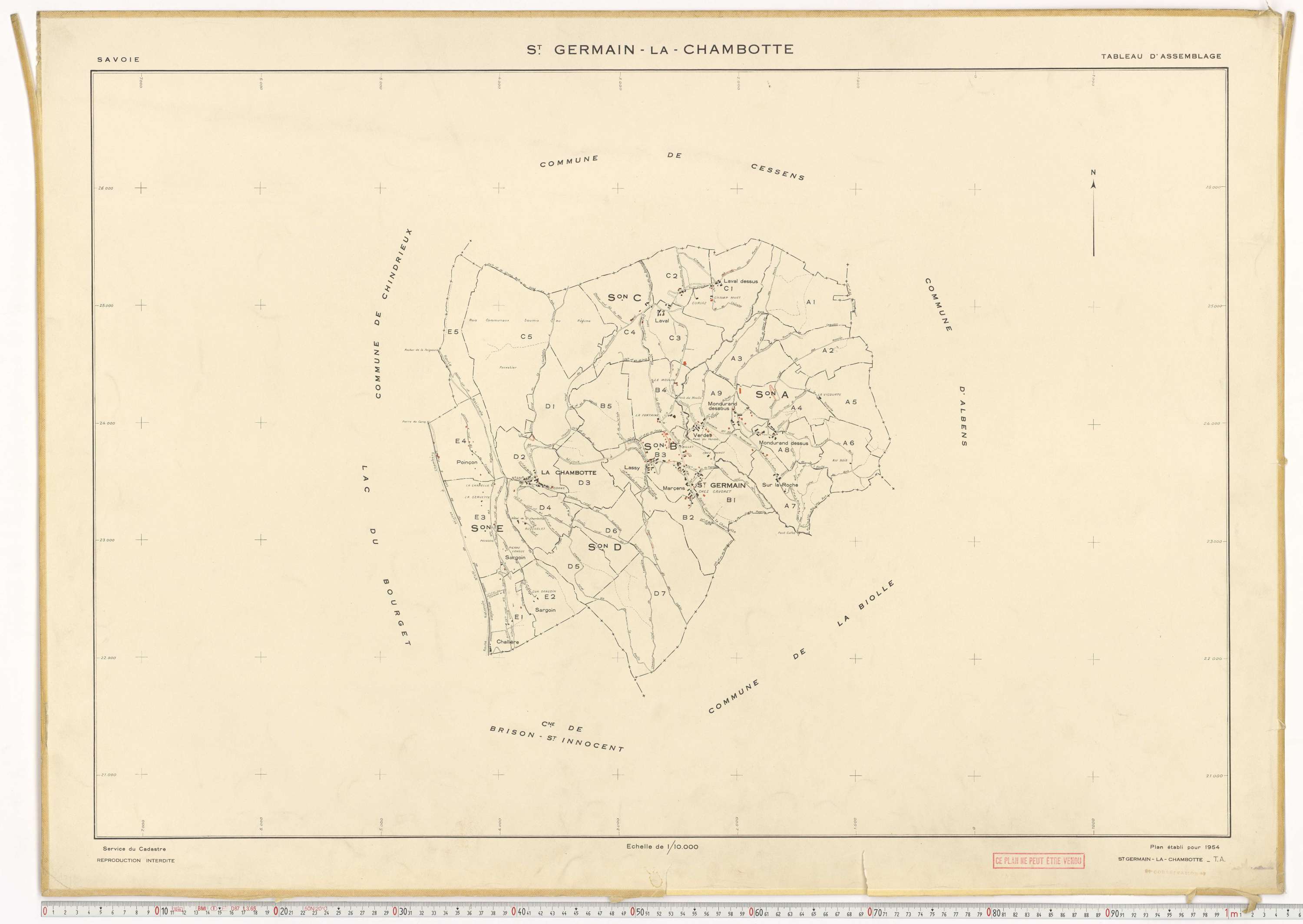 Saint-Germain-la-Chambotte - Plans cadastraux du cadastre rénové en 1938 et mis à jour en 1988.