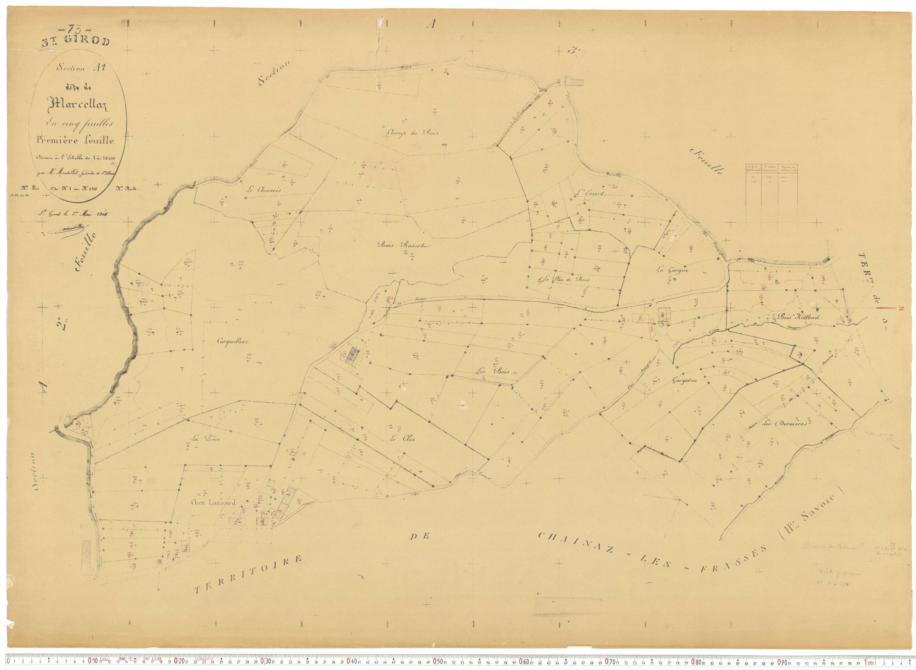 Saint-Girod - Cadastre rénové, version de travail (1953).