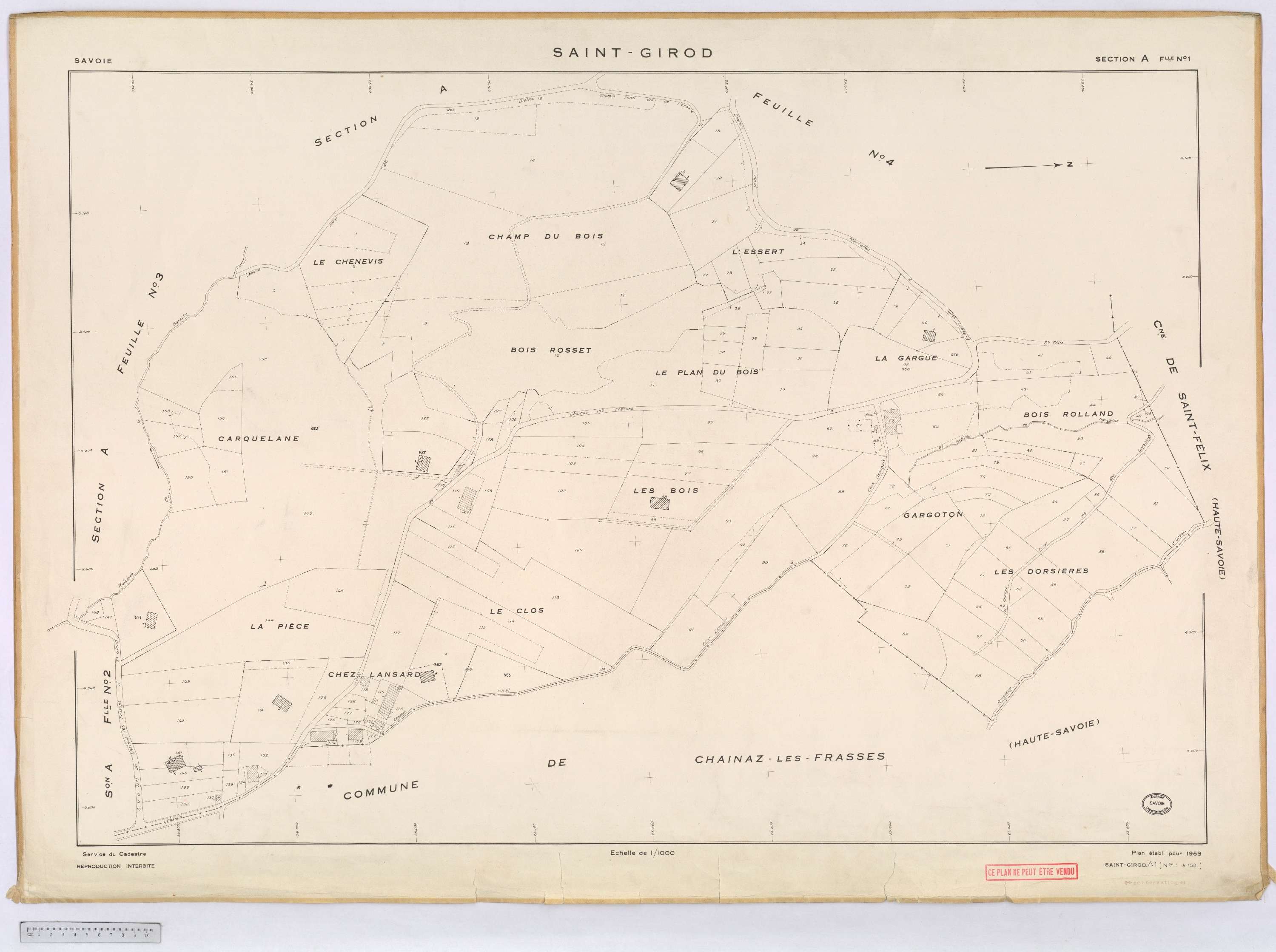 Saint-Girod - Cadastre rénové, version définitive (1953).